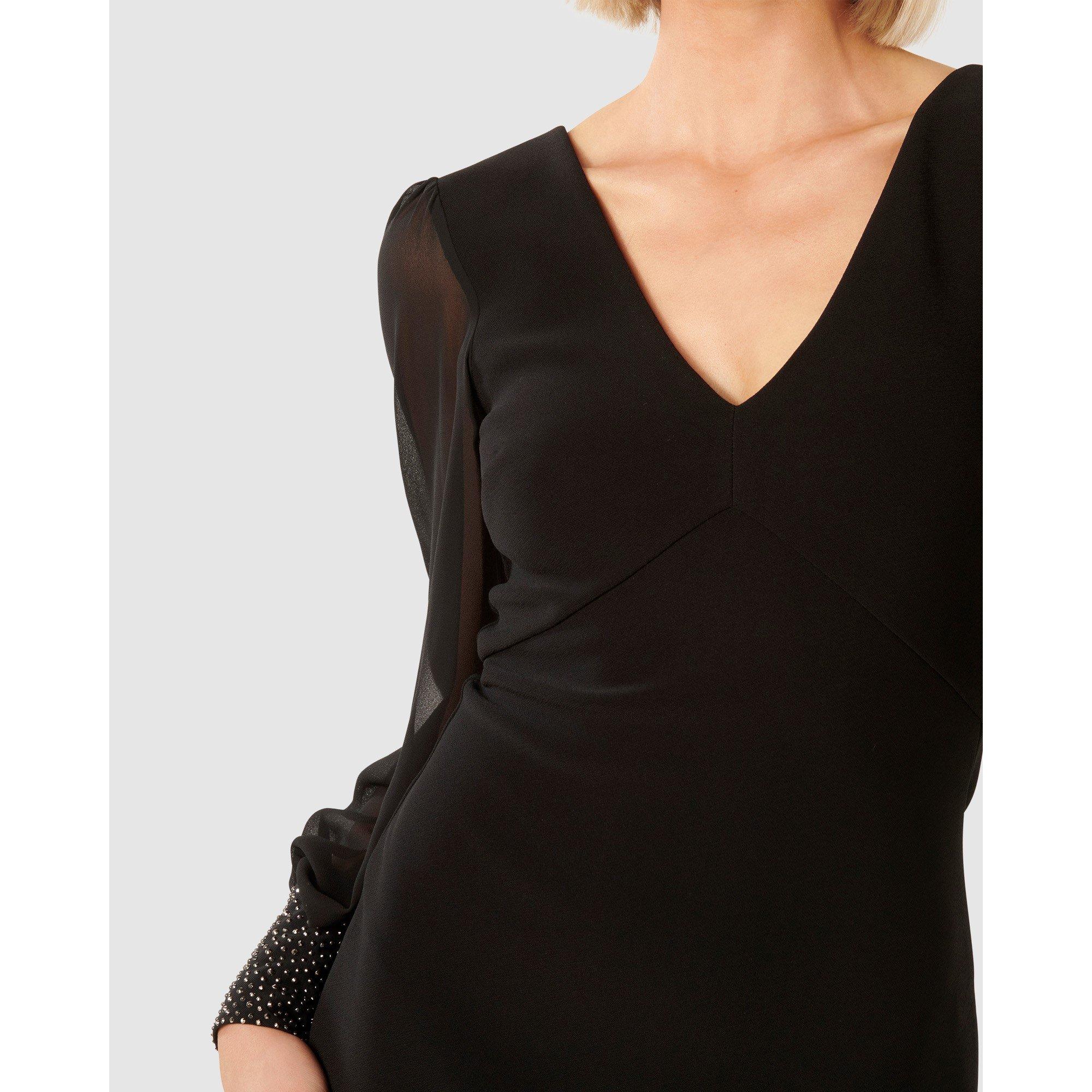 Black - Forever New - Adaline Rhinestone Cuff Mini Dress - 3