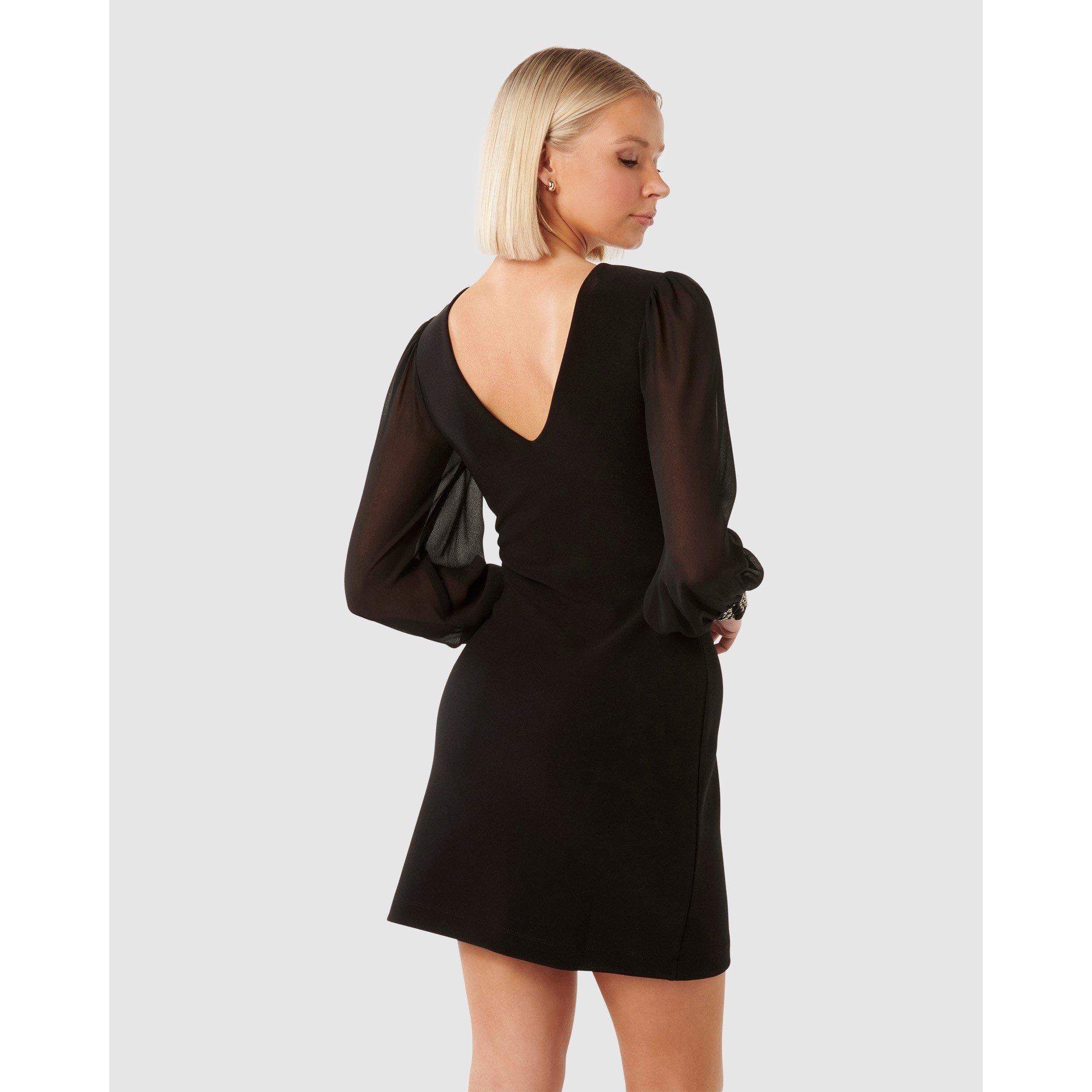 Black - Forever New - Adaline Rhinestone Cuff Mini Dress - 5