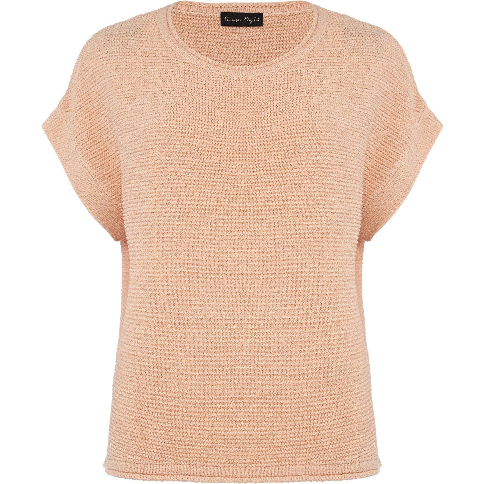 Pale Pink - Phase Eight - Lisa Short Sleeve Tape Knit - 1
