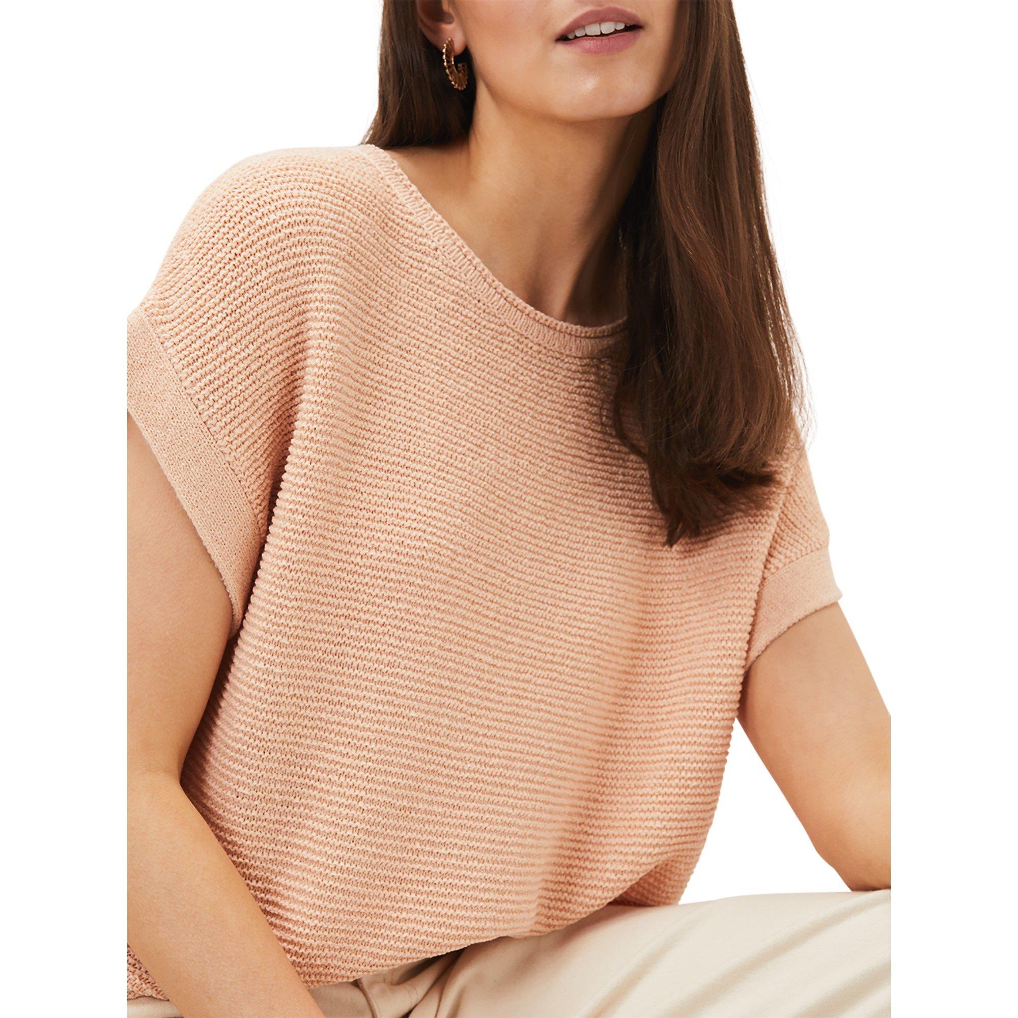 Pale Pink - Phase Eight - Lisa Short Sleeve Tape Knit - 4