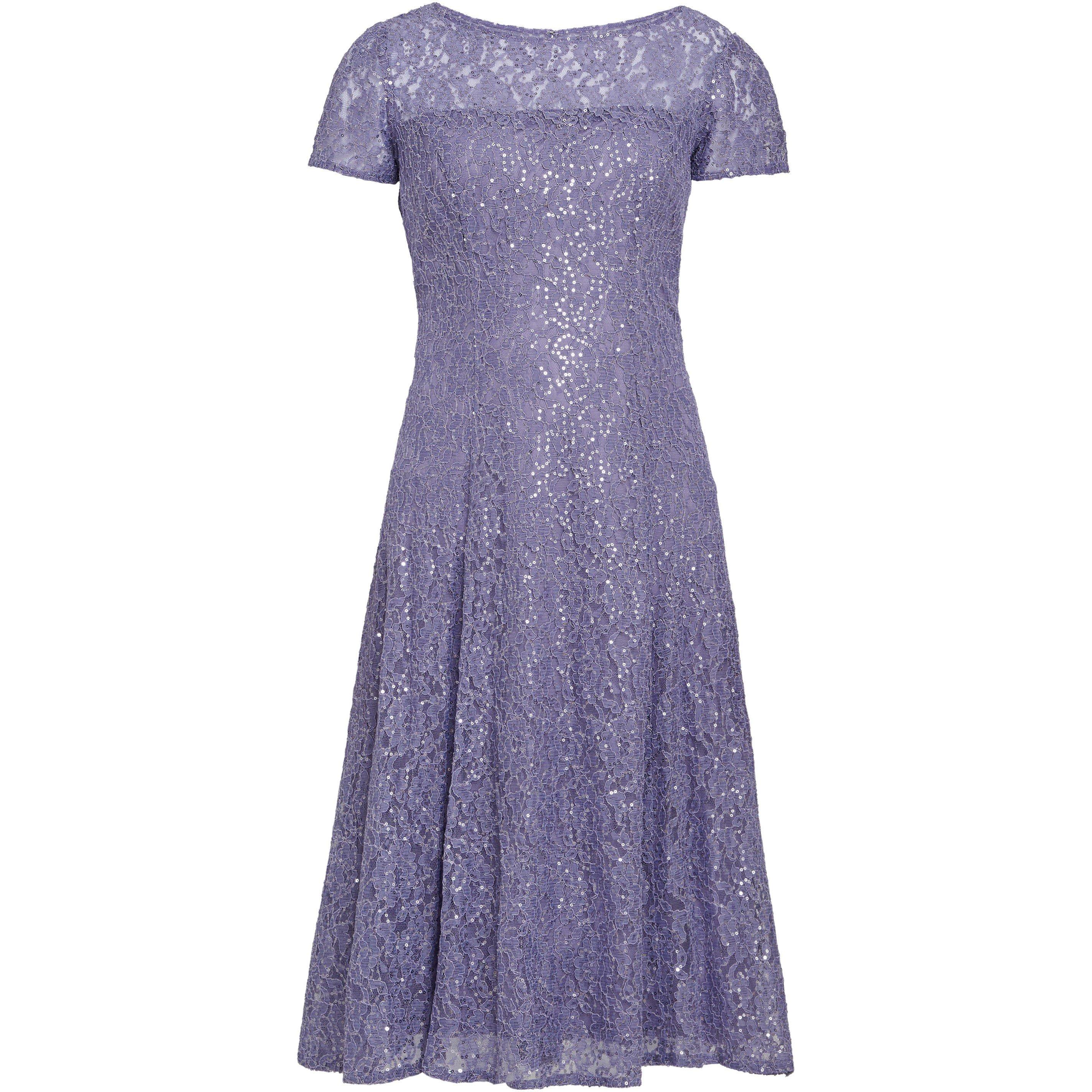 Lilac - Gina Bacconi - Genny Cap Sleeve Midi Sequin Lace Dress - 4