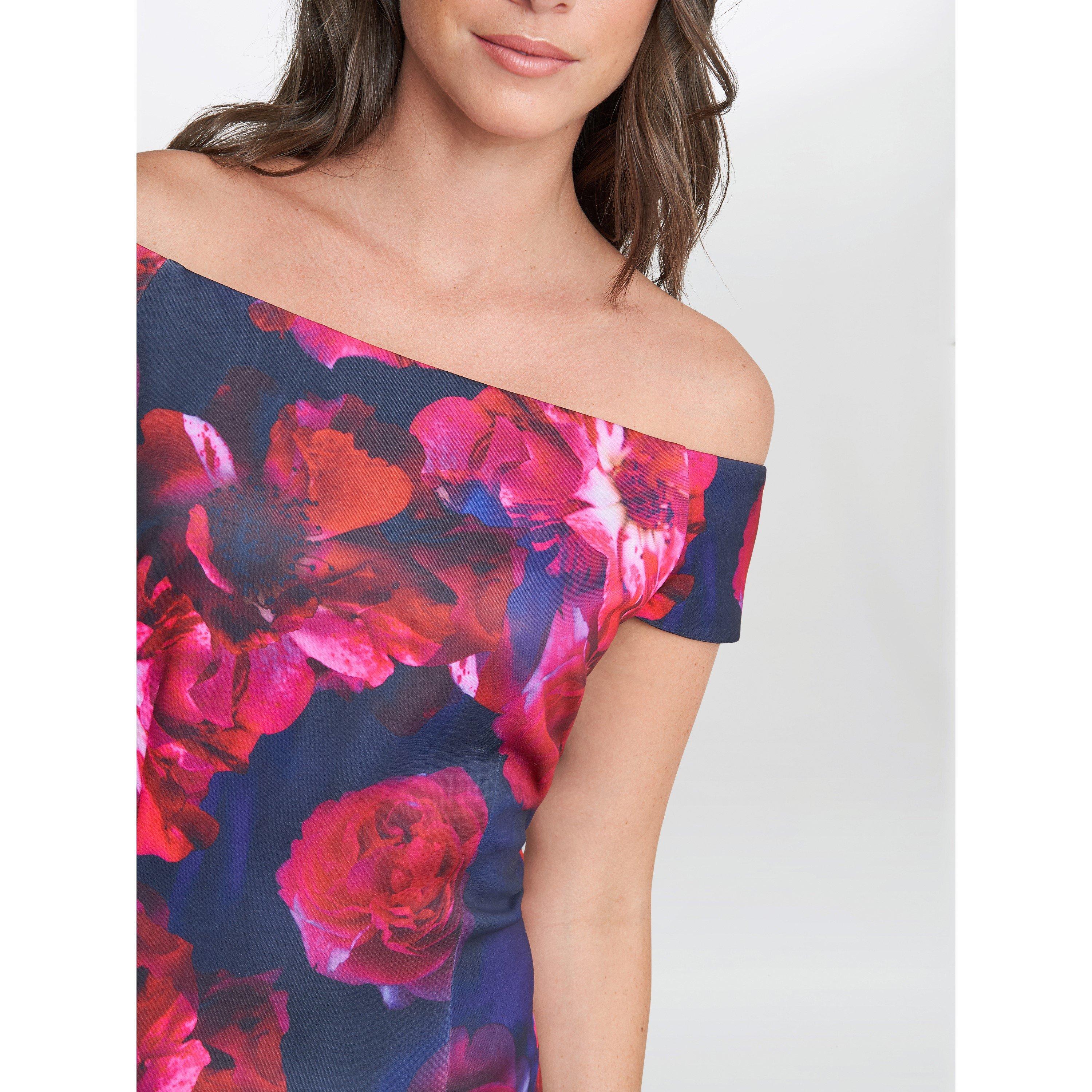 Multi - Gina Bacconi - Miley Printed Off The Shoulder Dress - 5