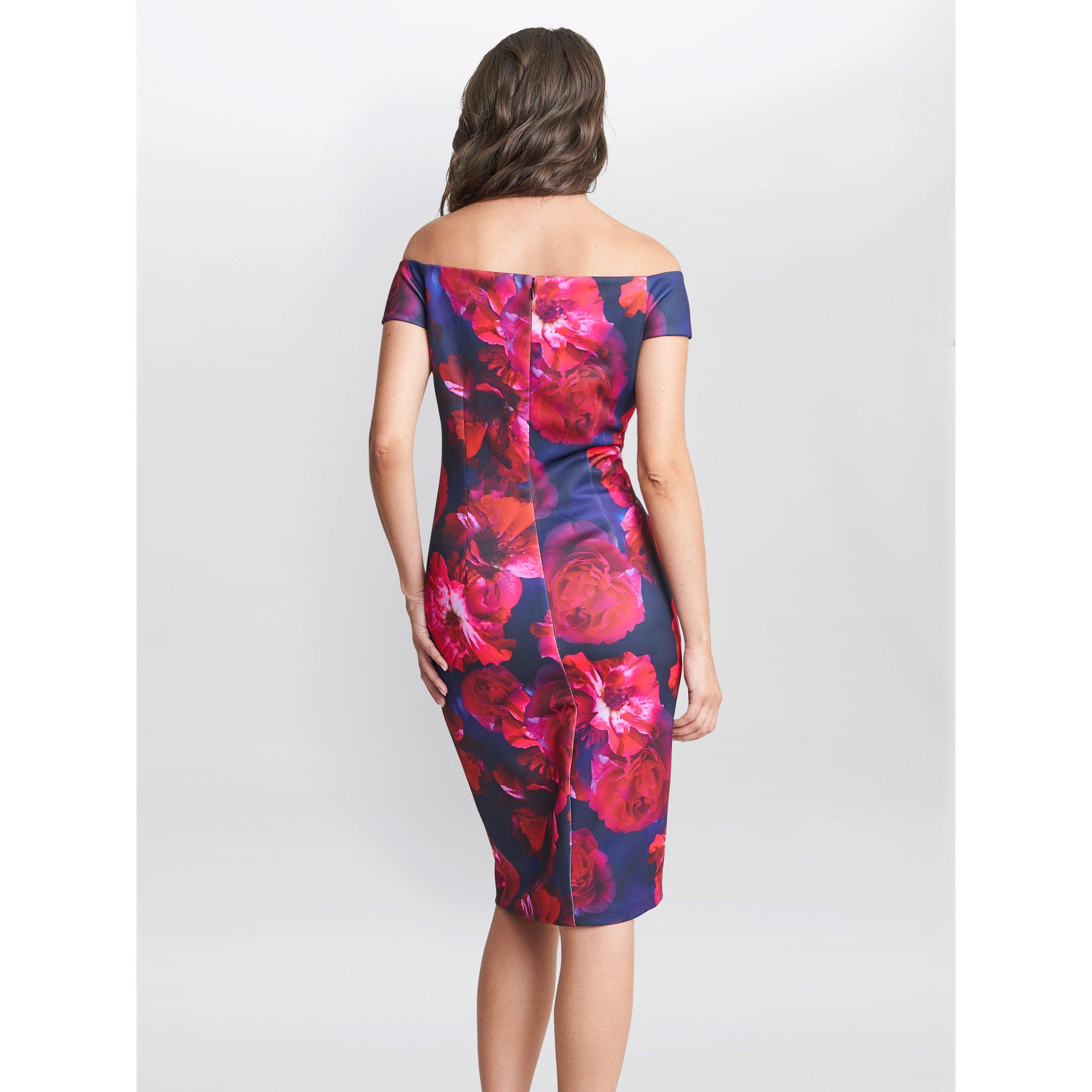 Multi - Gina Bacconi - Miley Printed Off The Shoulder Dress - 6