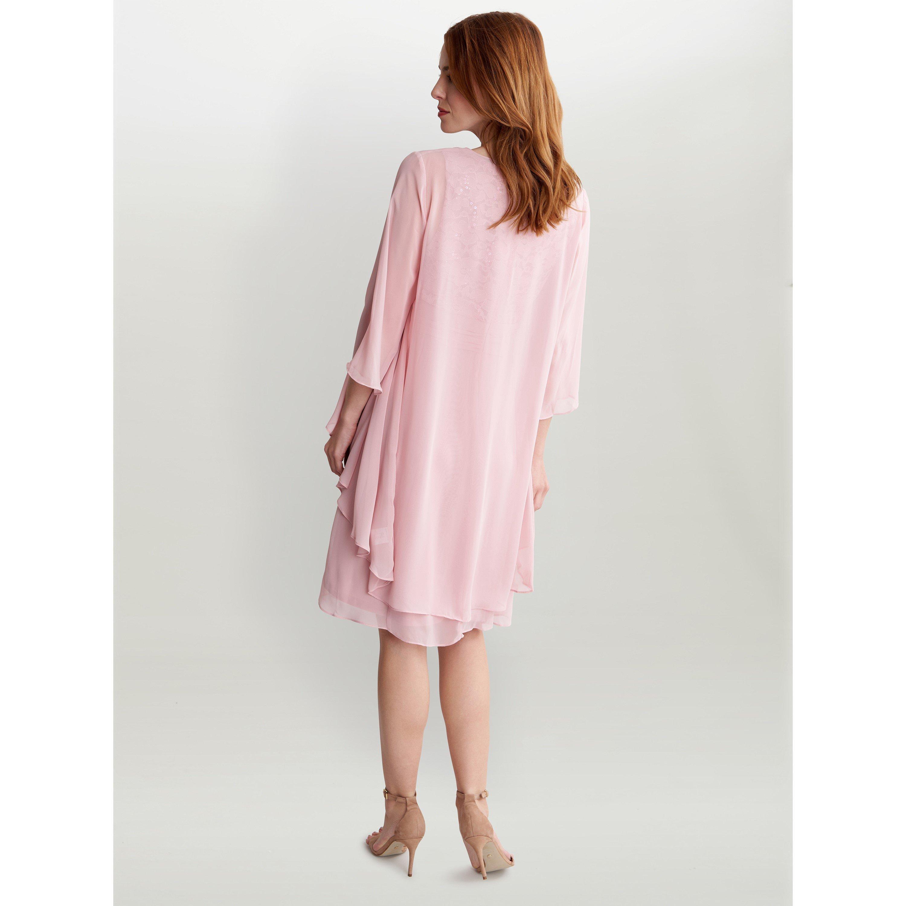 Rose Pink - Gina Bacconi - Women's Aribelle Short Empire Waist A-Line Dress - 2