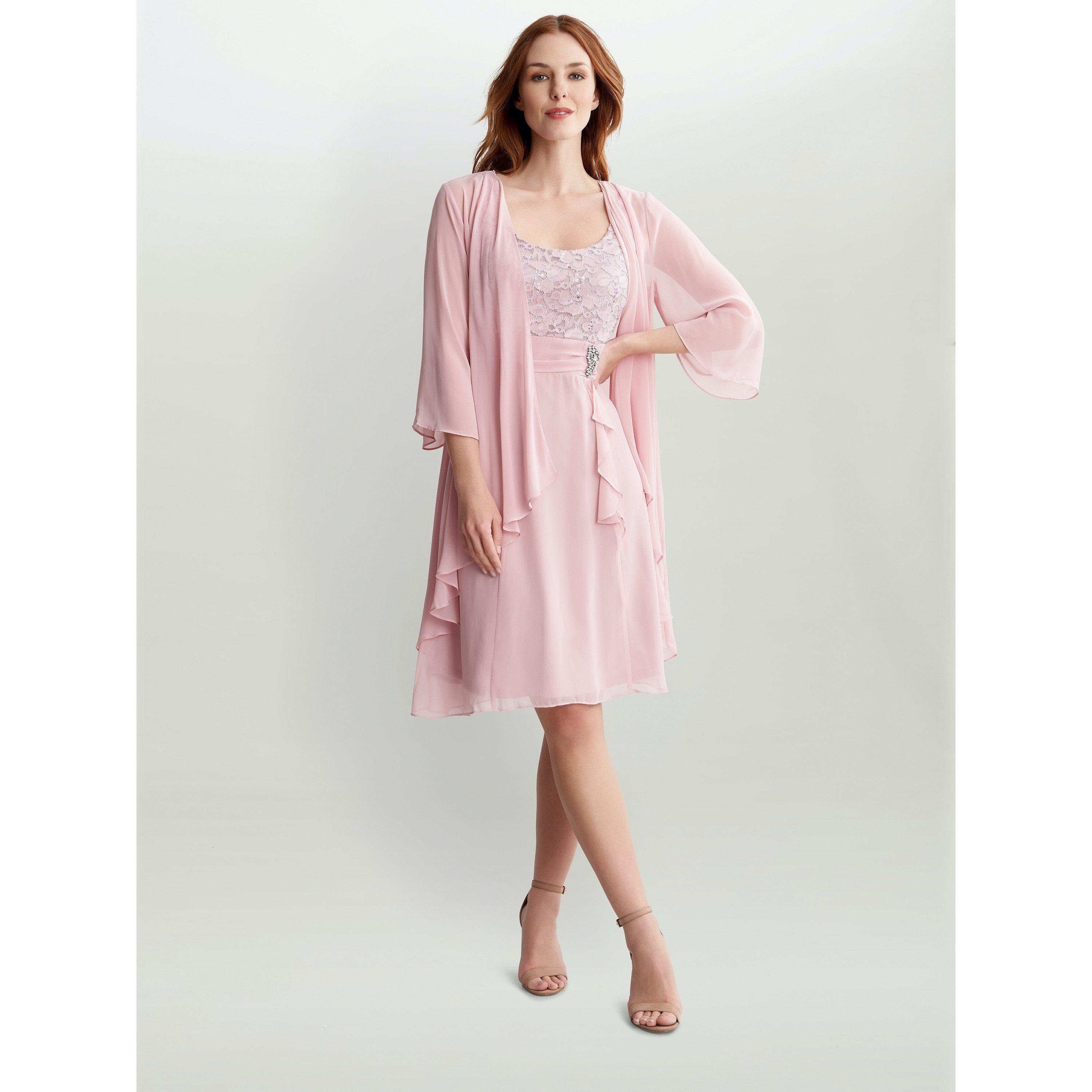 Rose Pink - Gina Bacconi - Women's Aribelle Short Empire Waist A-Line Dress - 3