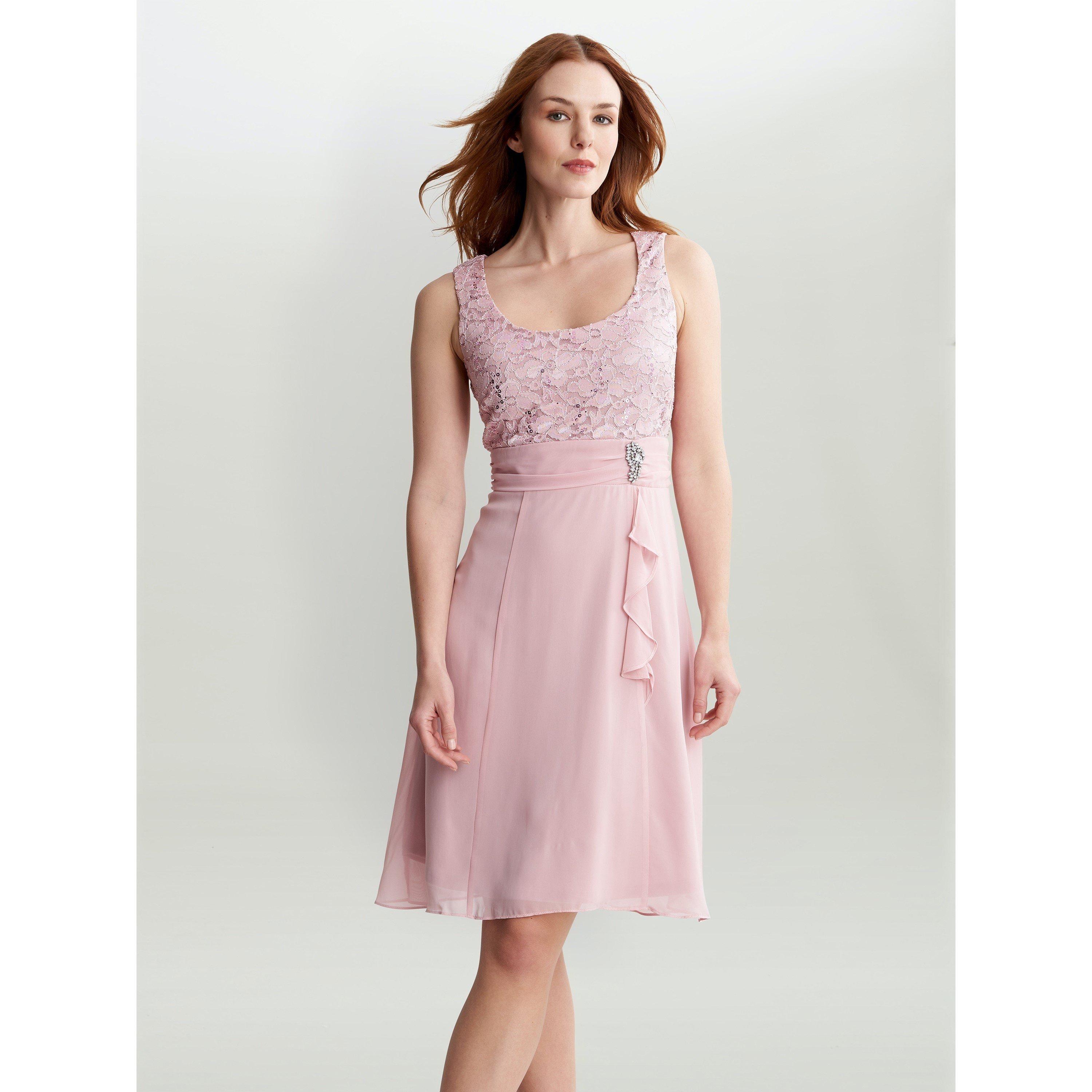 Rose Pink - Gina Bacconi - Women's Aribelle Short Empire Waist A-Line Dress - 6