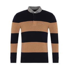 Eden Park Brown striped polo-neck jumper