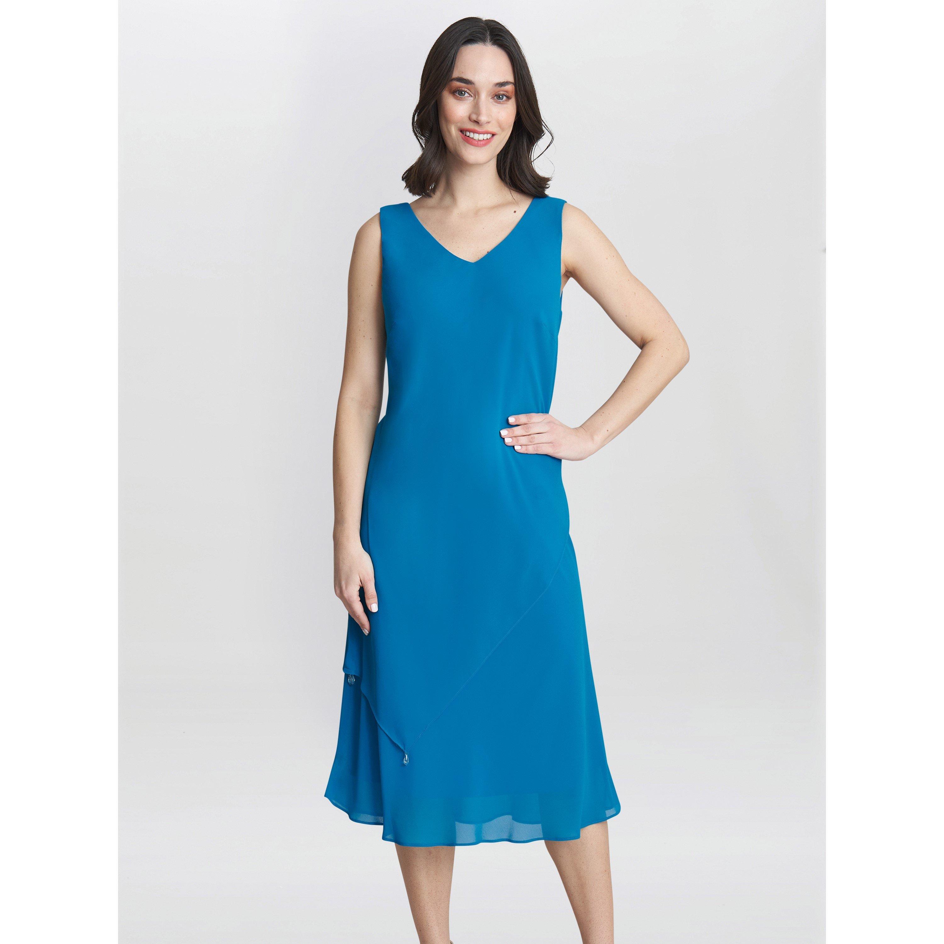 Blue - Gina Bacconi - Women's Rita Tiered Party Shift Dress - 6