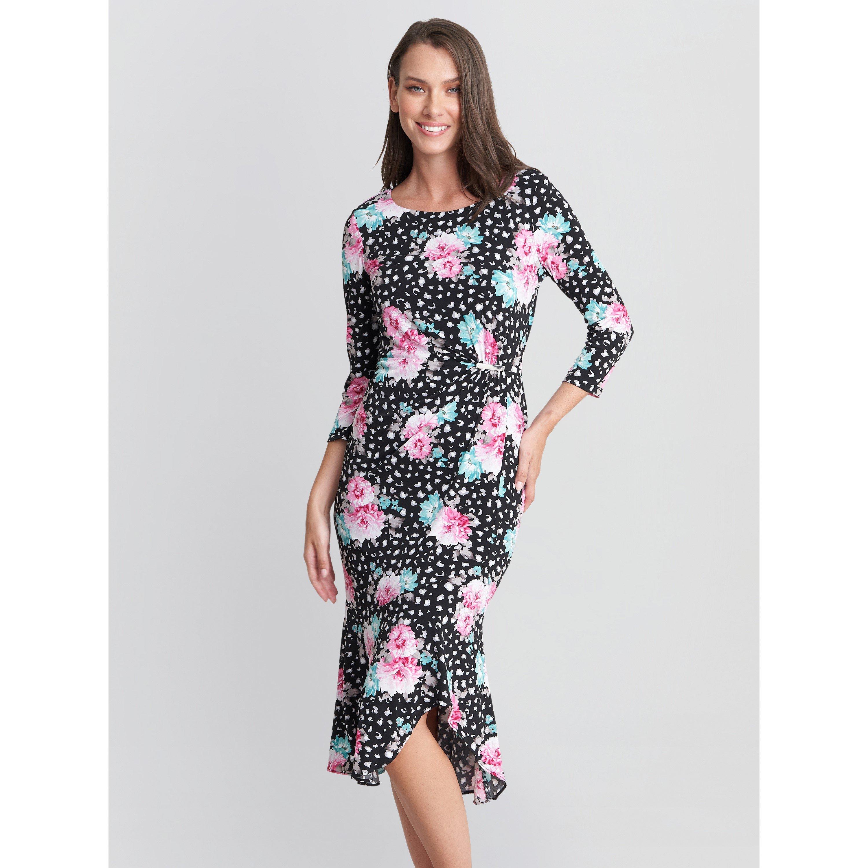 Black - Gina Bacconi - Alise Jersey Dress With Gold Trim - 1
