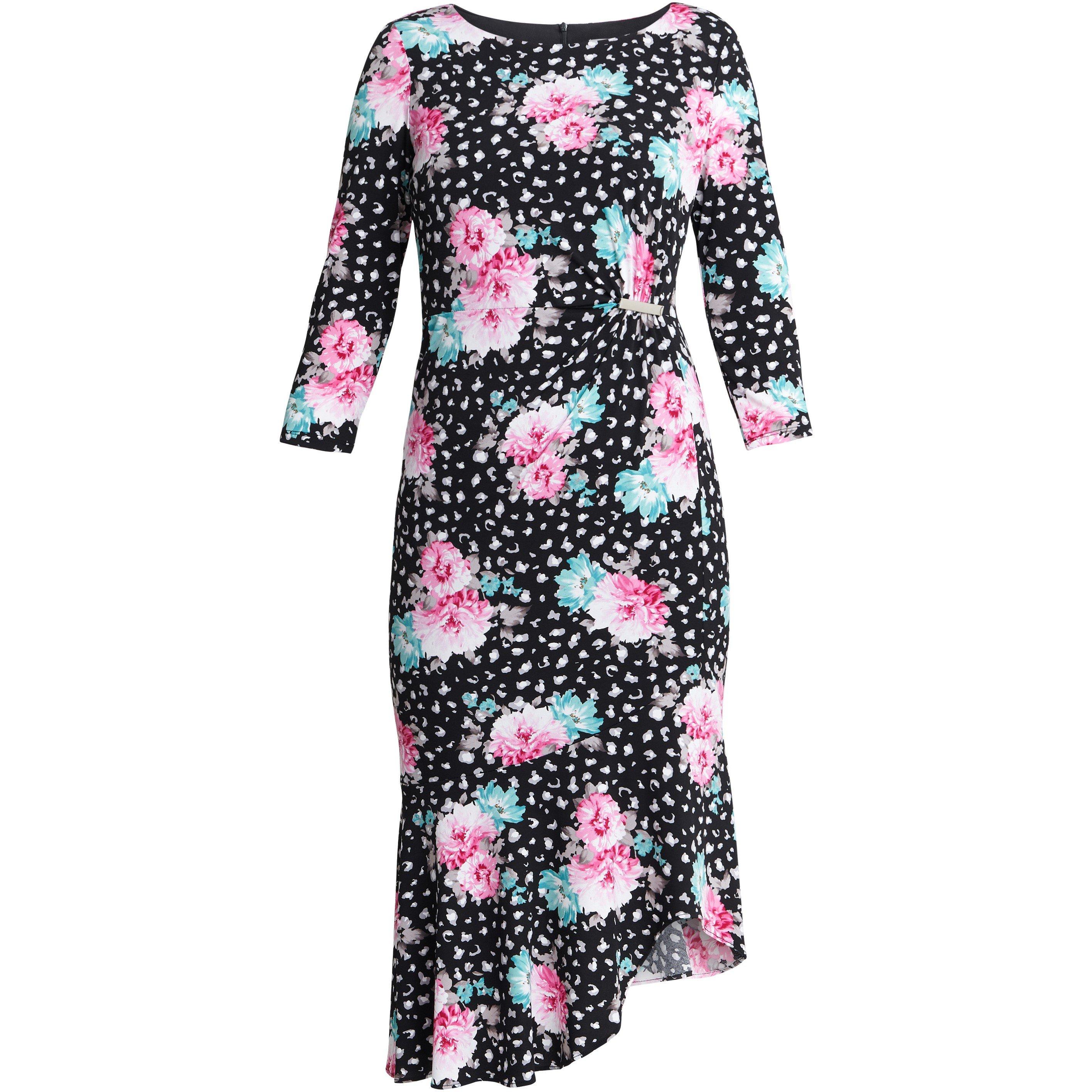 Black - Gina Bacconi - Alise Jersey Dress With Gold Trim - 4