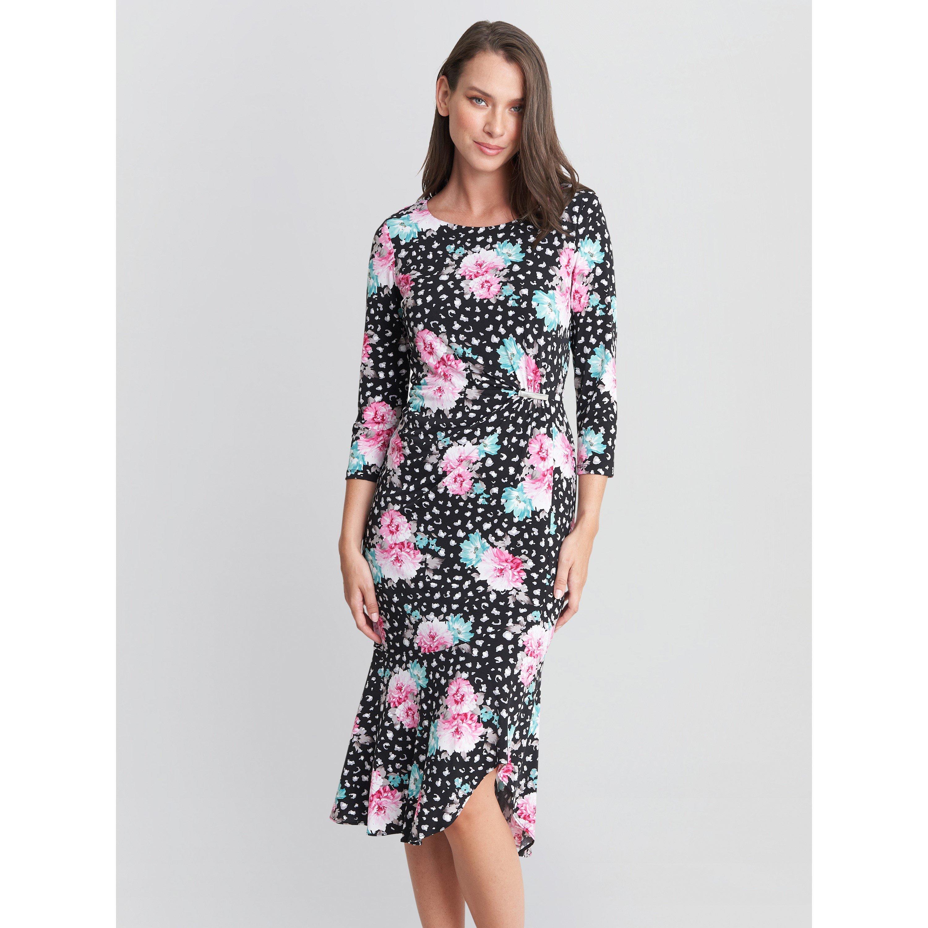 Black - Gina Bacconi - Alise Jersey Dress With Gold Trim - 6