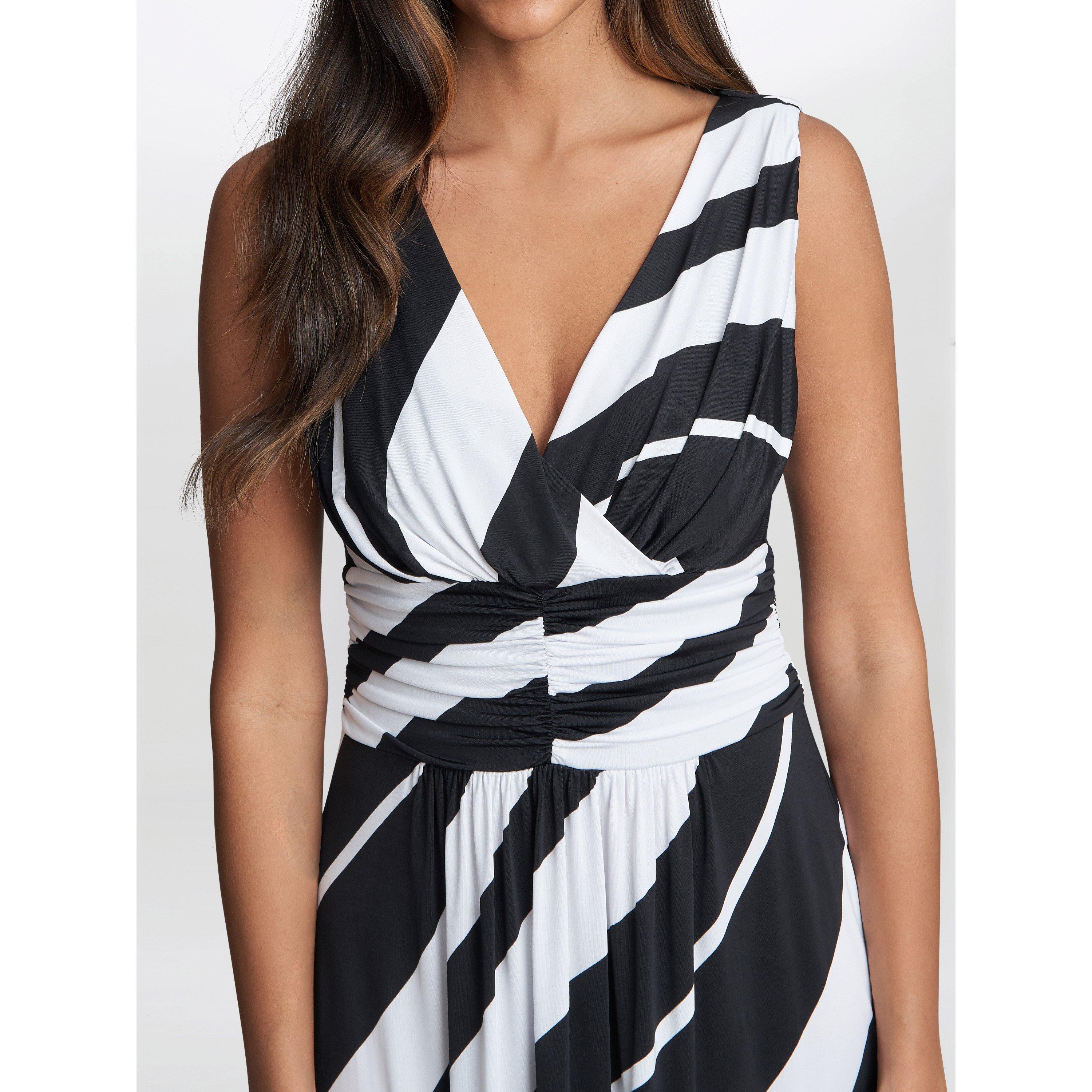 Black / White - Gina Bacconi - Lorah Jersey Maxi Dress - 5