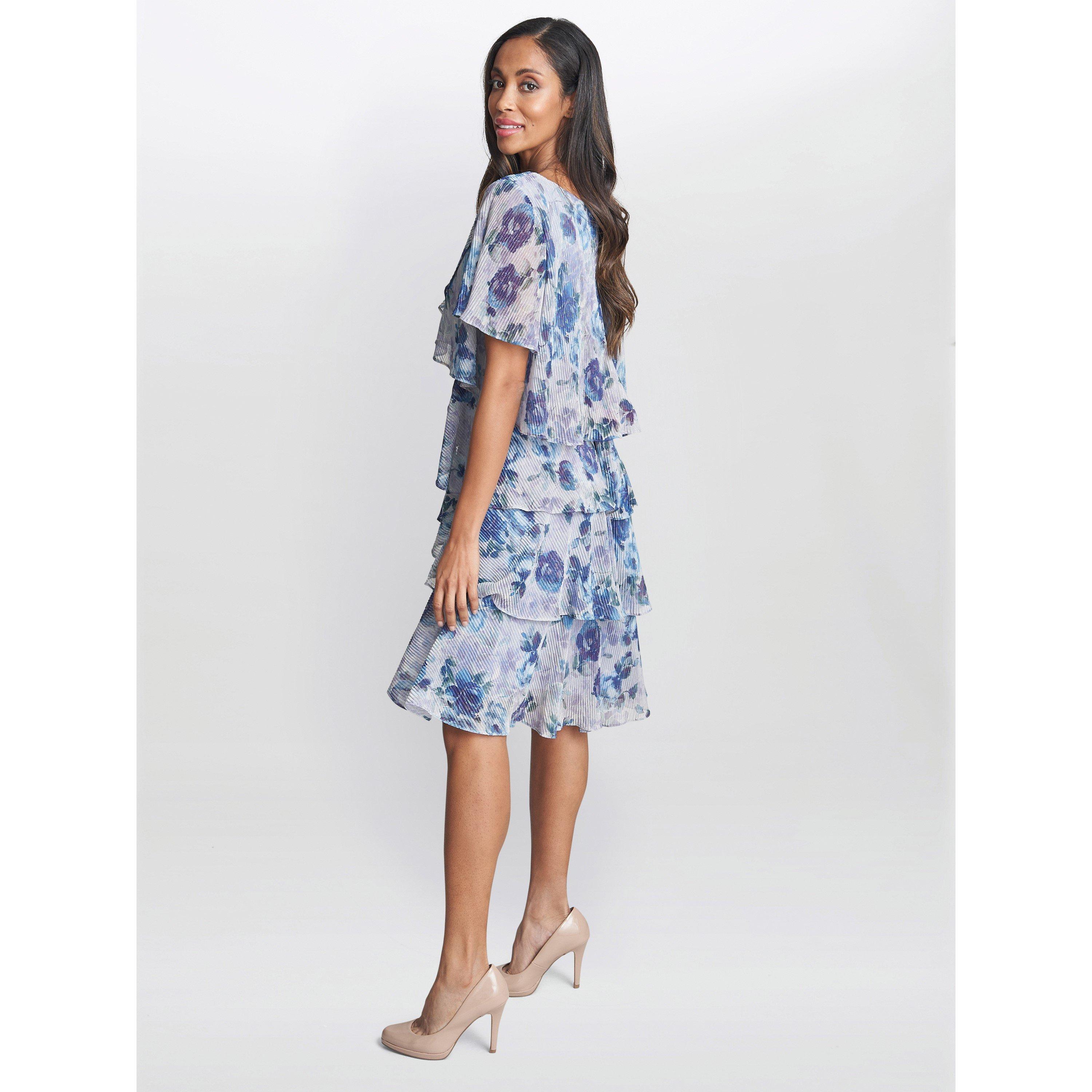 Perri - Gina Bacconi - Bridget Printed Tiered Dress With Trim - 2