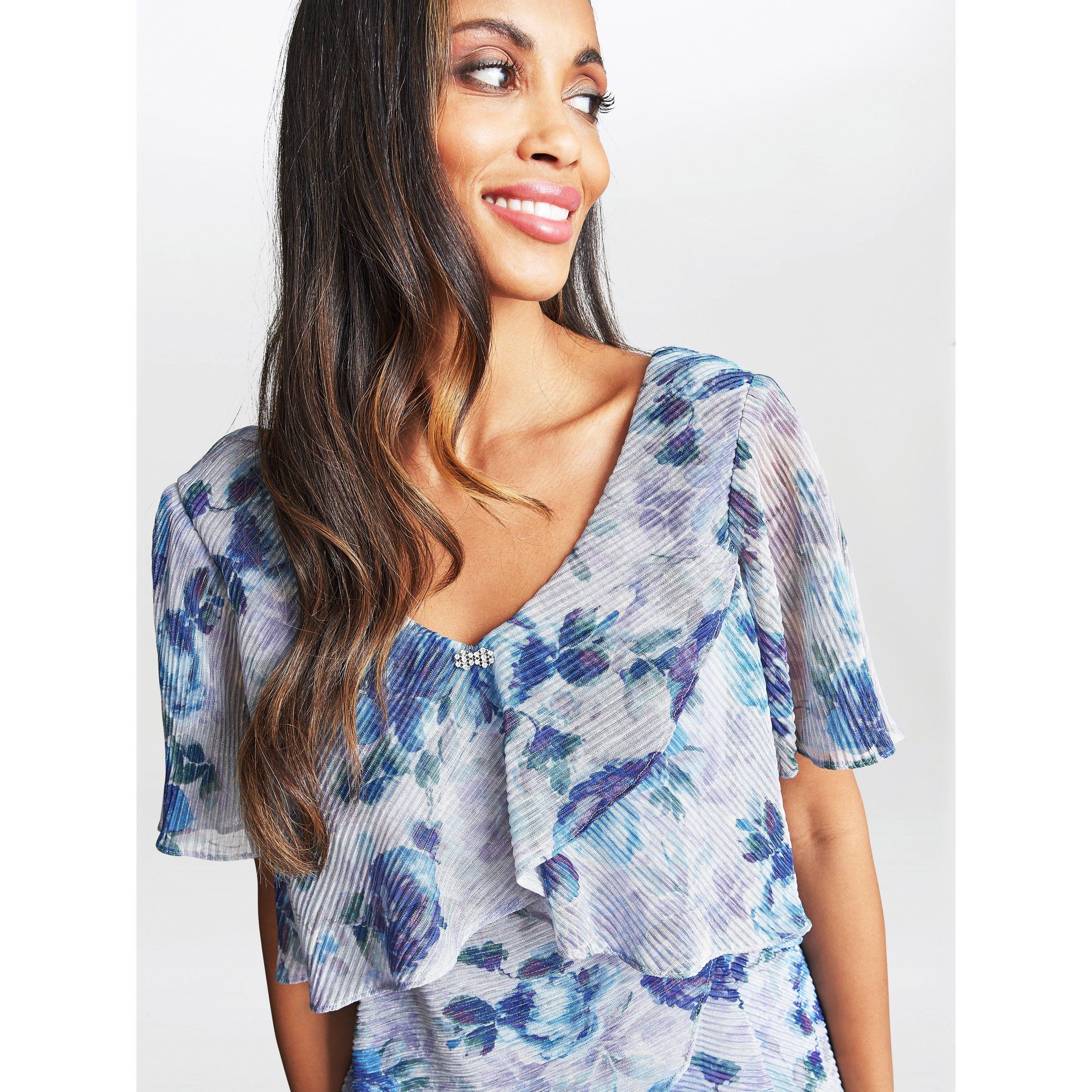 Perri - Gina Bacconi - Bridget Printed Tiered Dress With Trim - 5