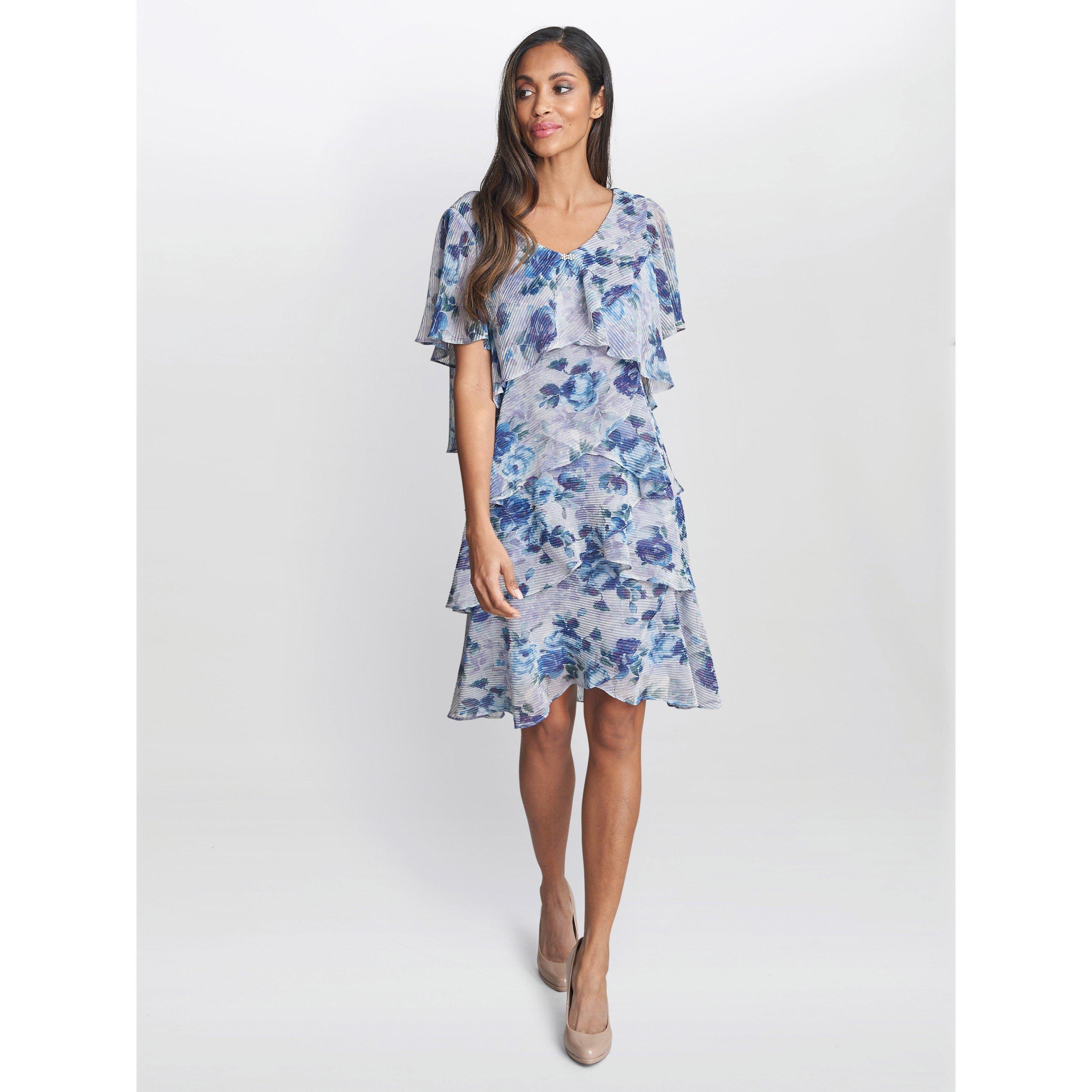 Perri - Gina Bacconi - Bridget Printed Tiered Dress With Trim - 6