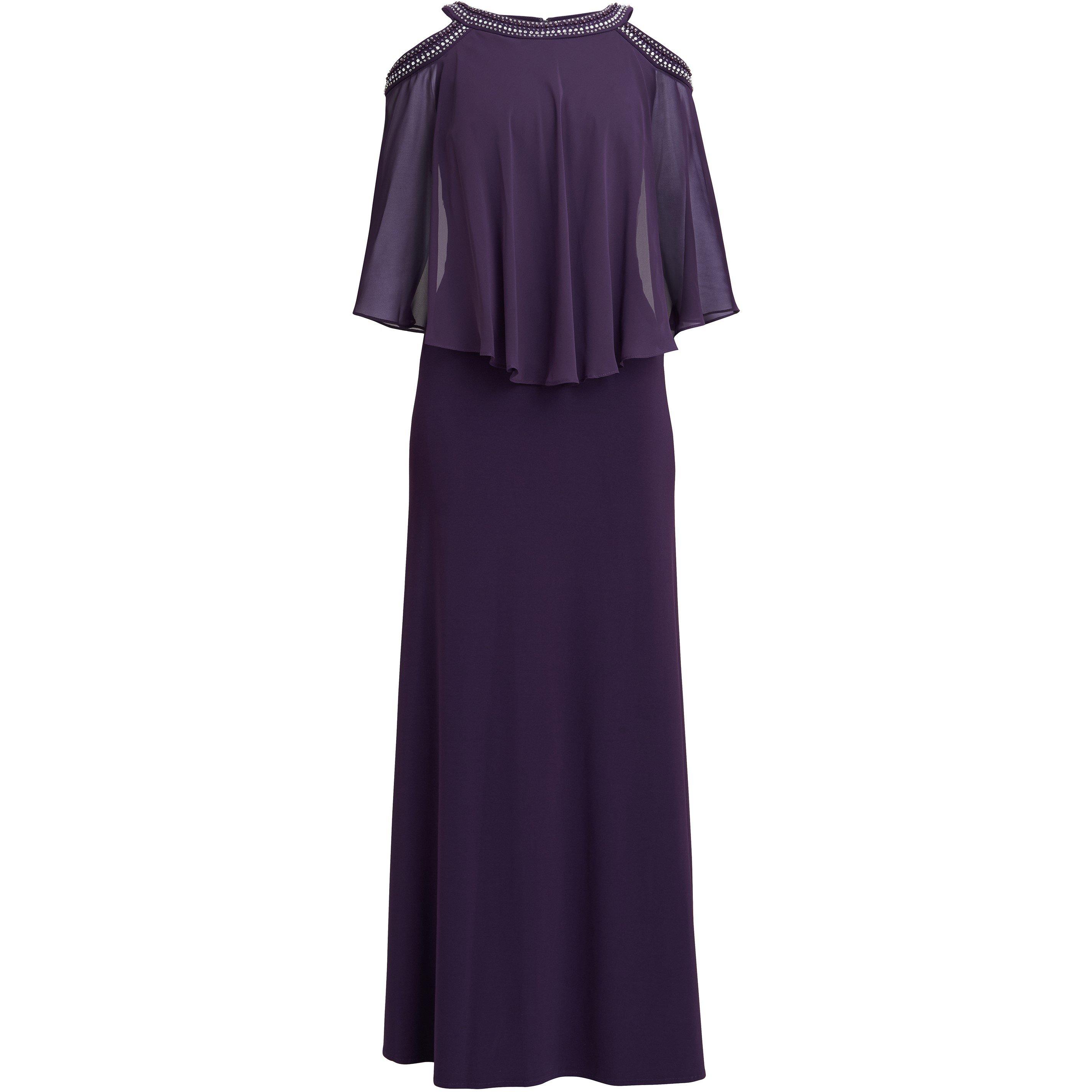 Eggplant - Gina Bacconi - Audrey Cold Shoulder Popover Gown - 4