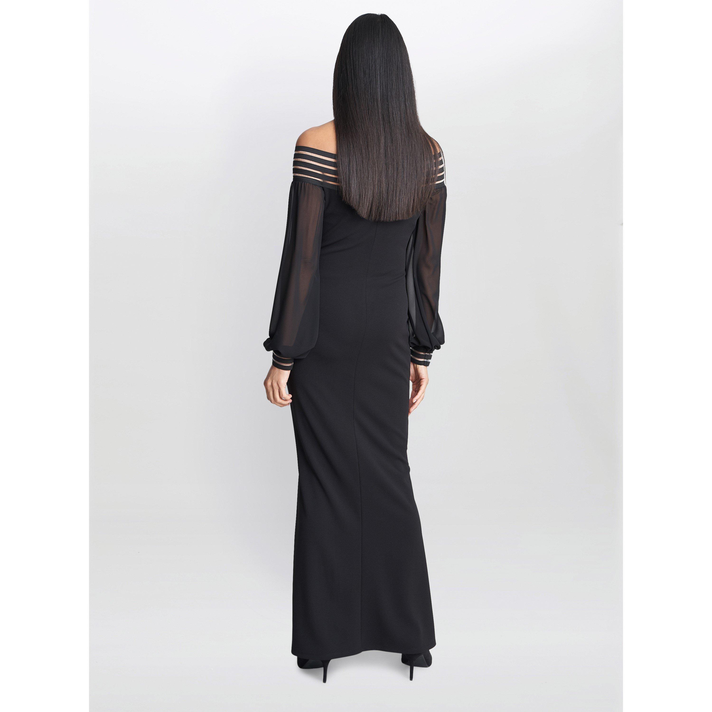 Black Black - Gina Bacconi - Vanessa Crepe Maxi Dress With Neck Trim - 2