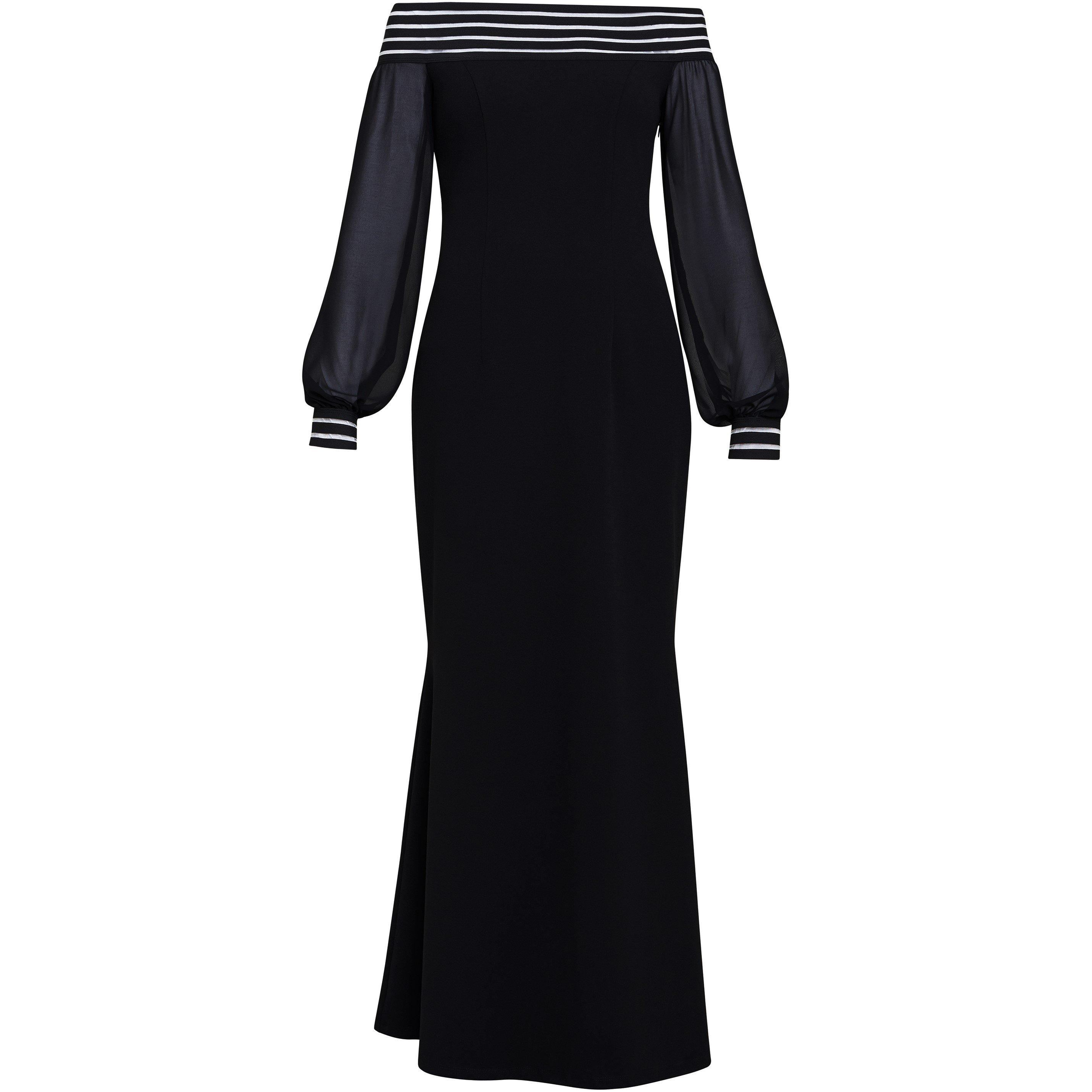 Black Black - Gina Bacconi - Vanessa Crepe Maxi Dress With Neck Trim - 4