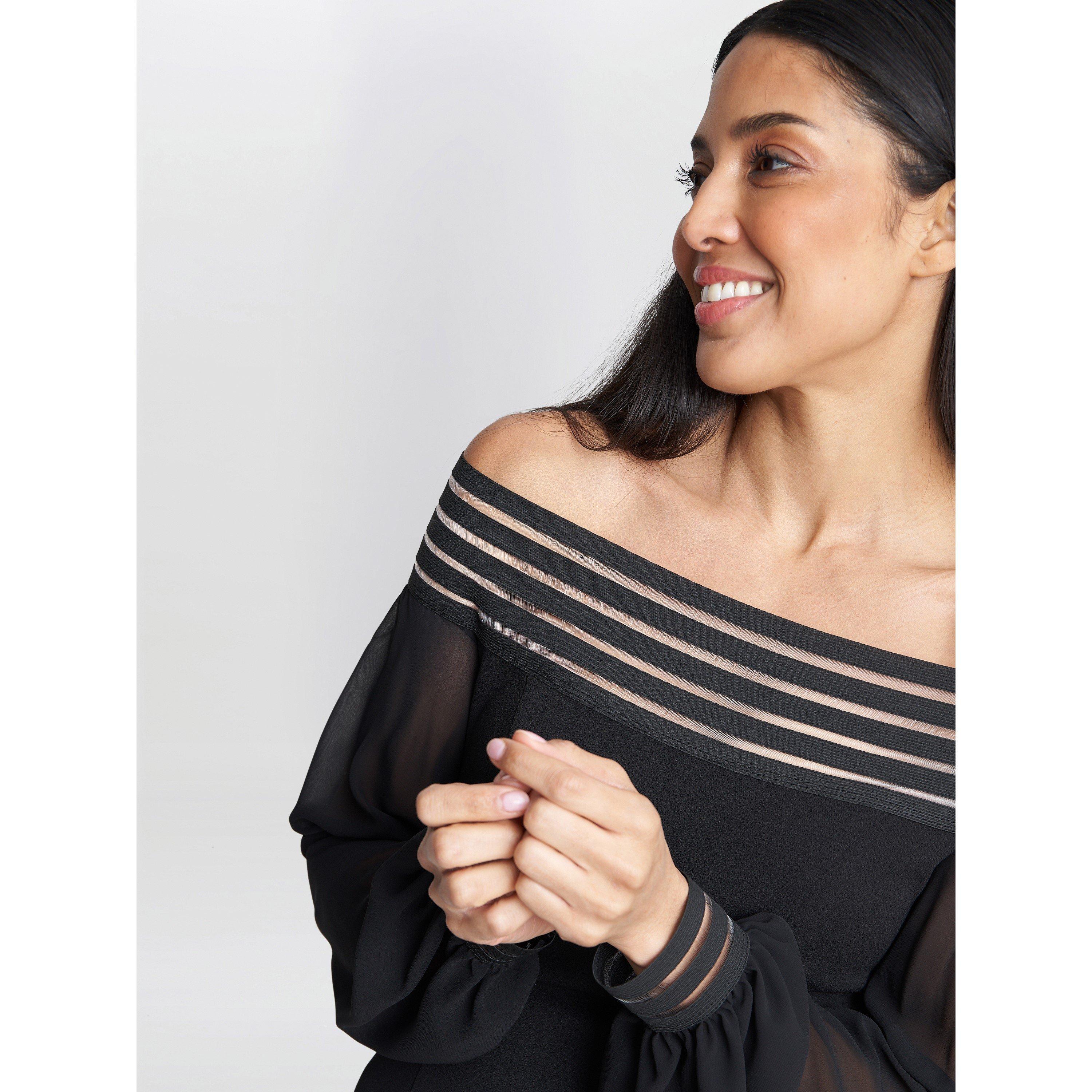 Black Black - Gina Bacconi - Vanessa Crepe Maxi Dress With Neck Trim - 5