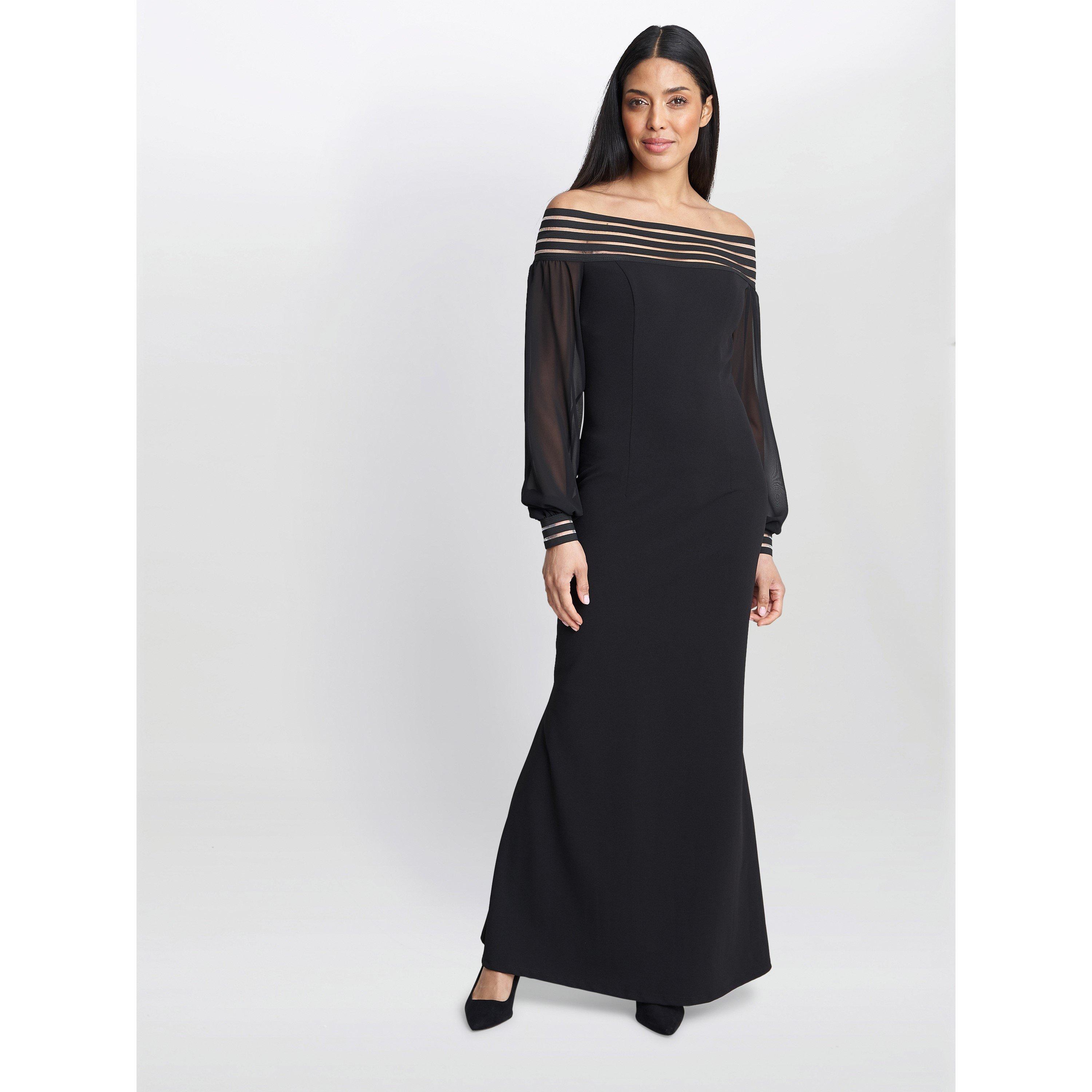 Black Black - Gina Bacconi - Vanessa Crepe Maxi Dress With Neck Trim - 6