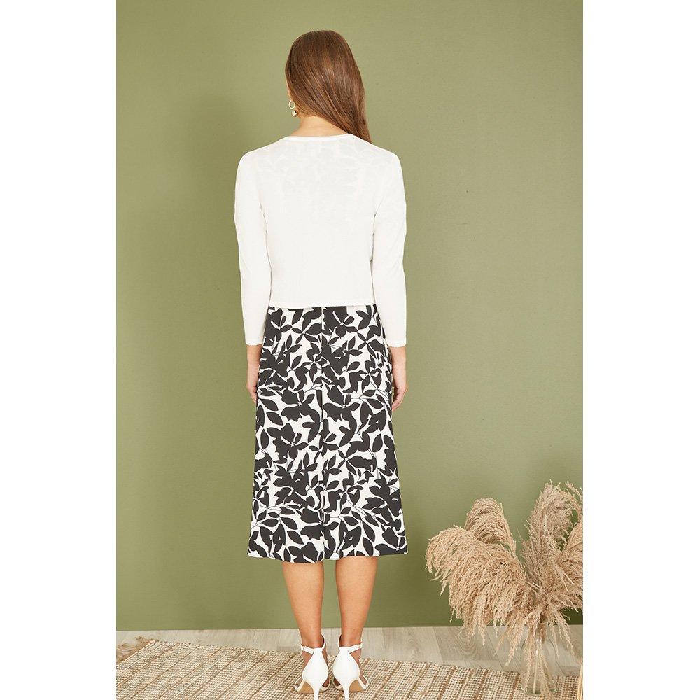 Ivory - Yumi - Ivory Diamante Button Cropped Cardigan - 3