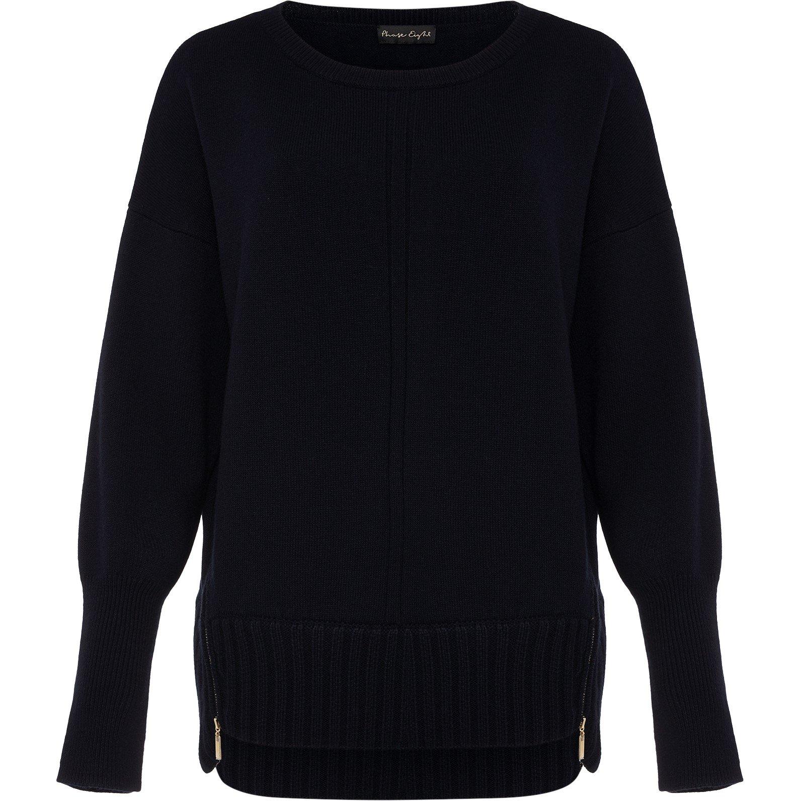 Phase Eight Women's Steph Wool Mix Zip Knit Jumper - Navy - Xs
