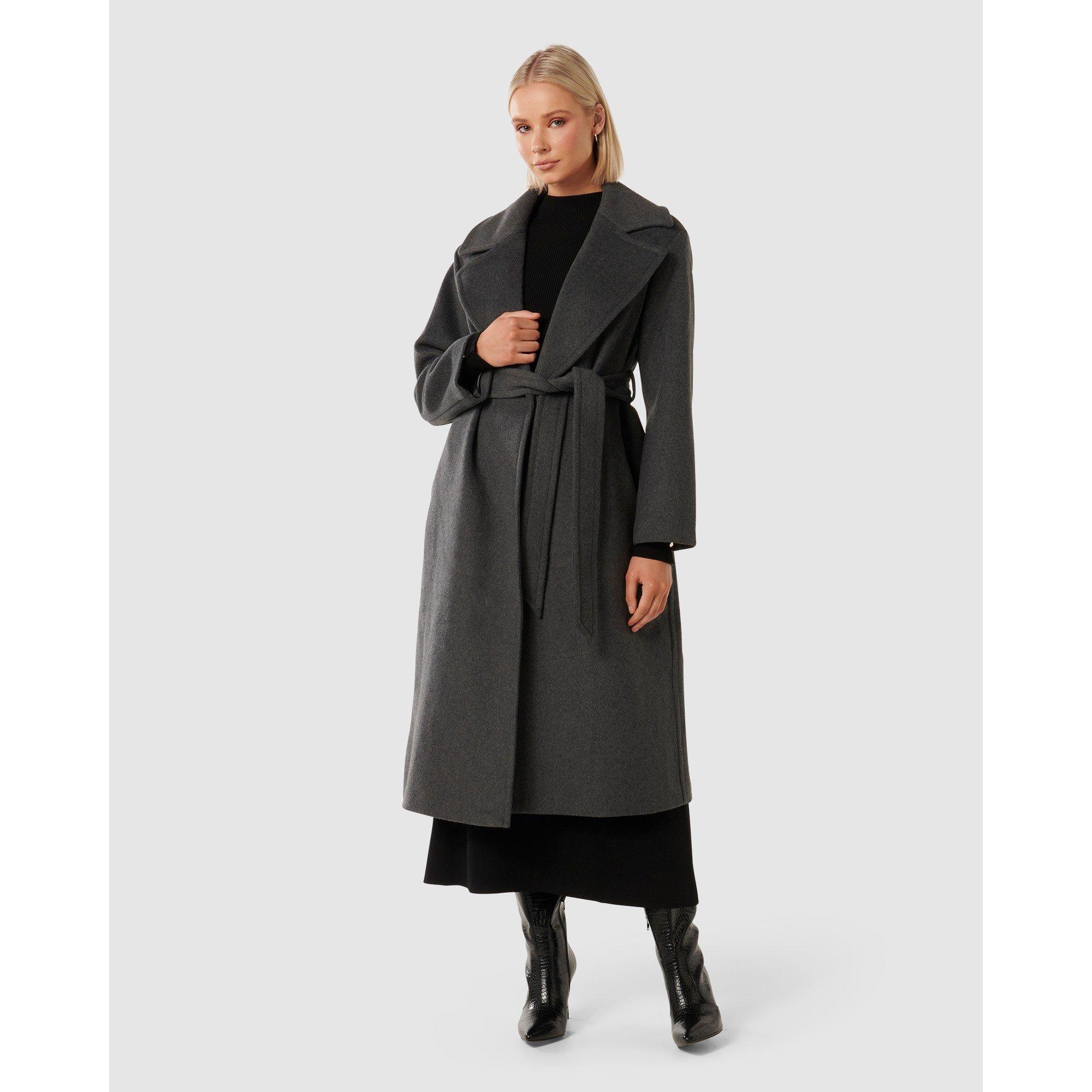 Charcoal Grey M - Forever New - Women's Priya Wrap Overcoat - 2