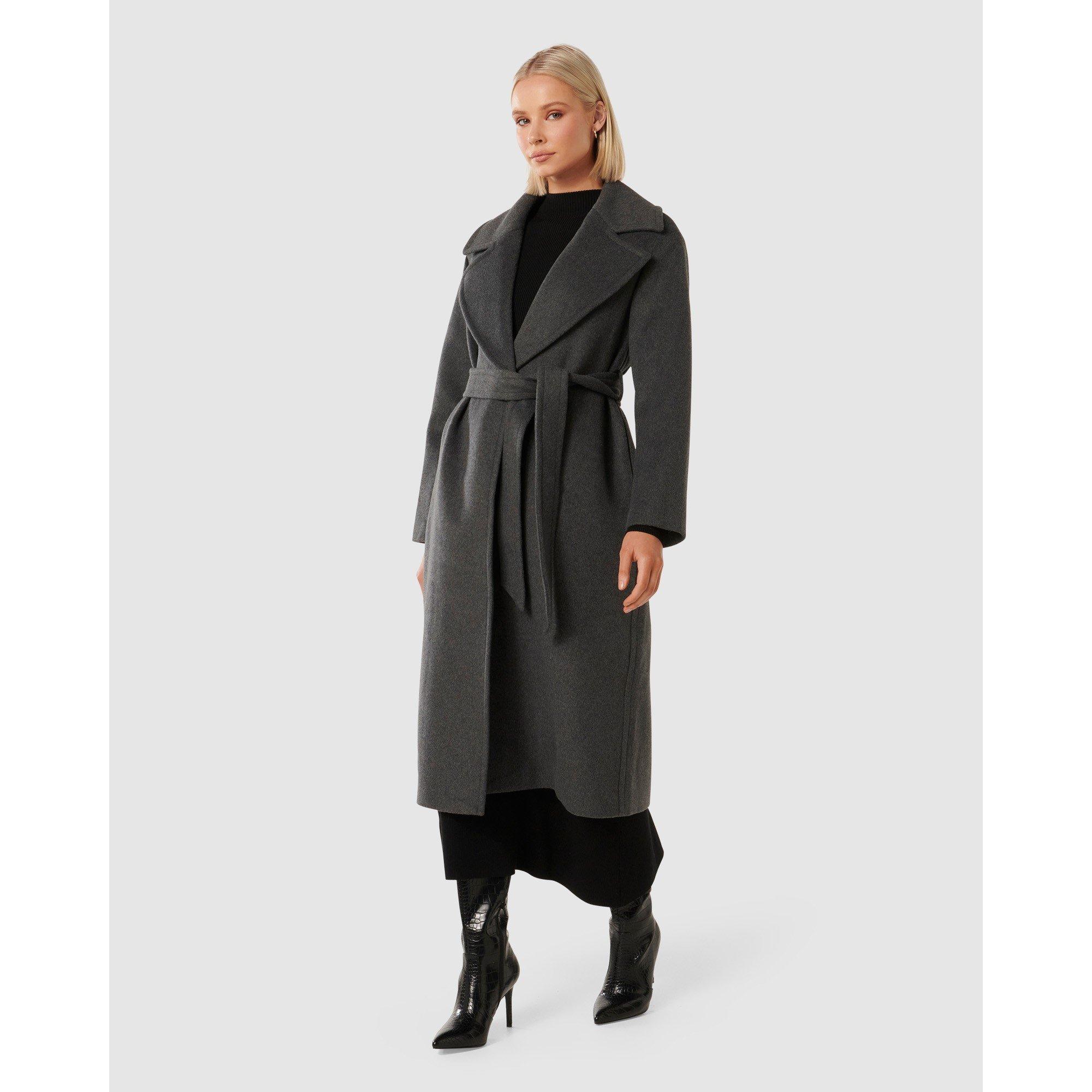 Charcoal Grey M - Forever New - Women's Priya Wrap Overcoat - 4