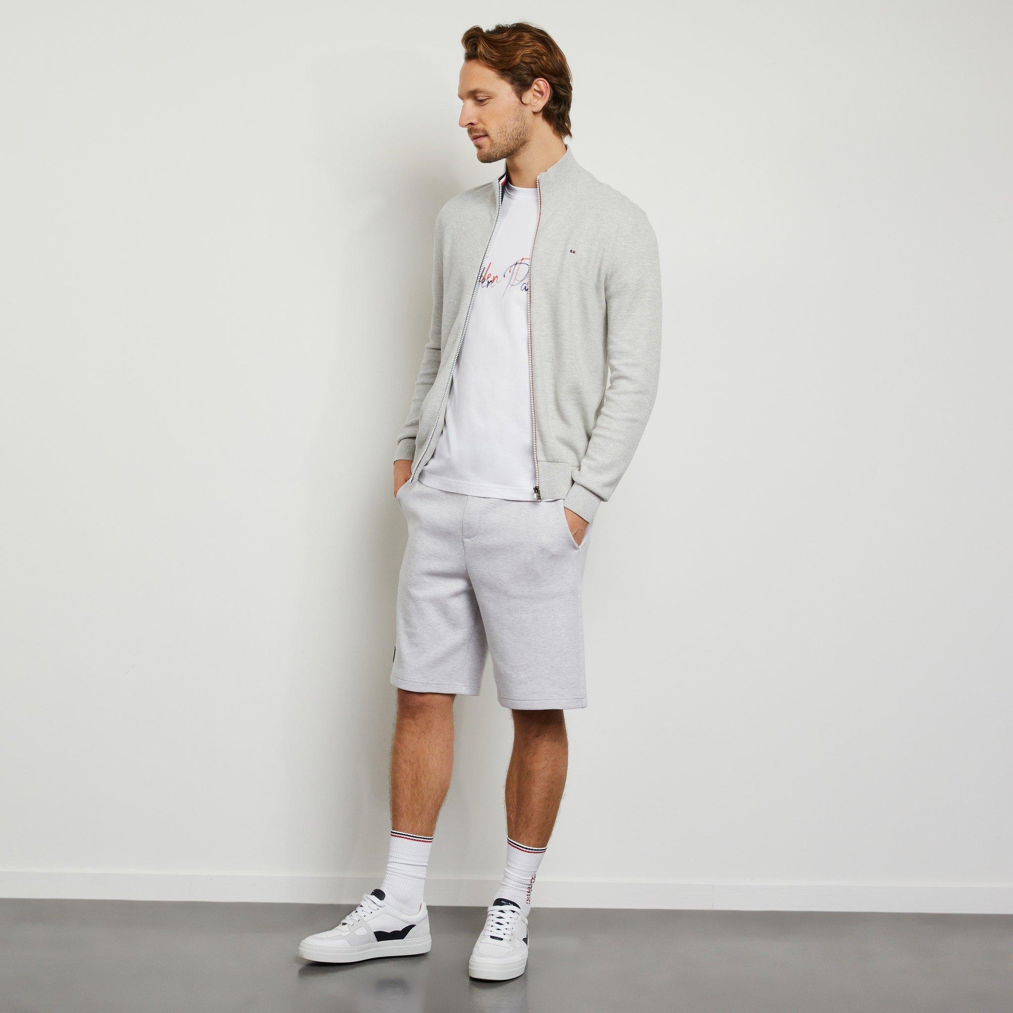 Grc7 - Eden Park - Grey seed stitch zipped cardigan - 4