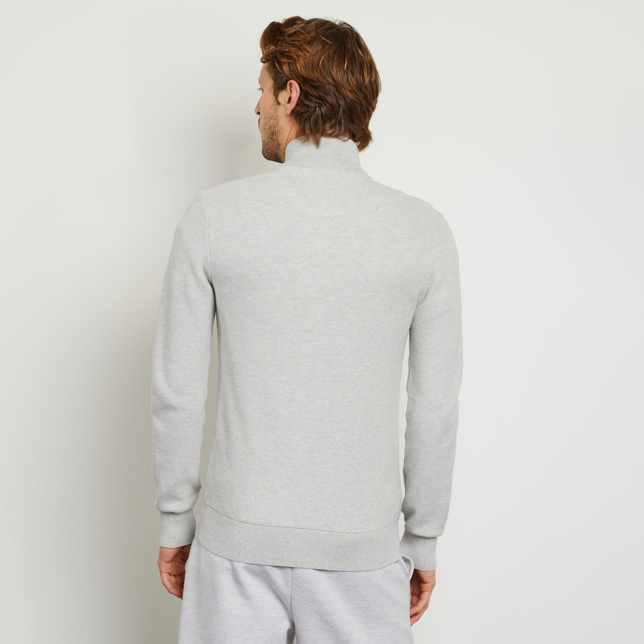 Grc7 - Eden Park - Grey seed stitch zipped cardigan - 5