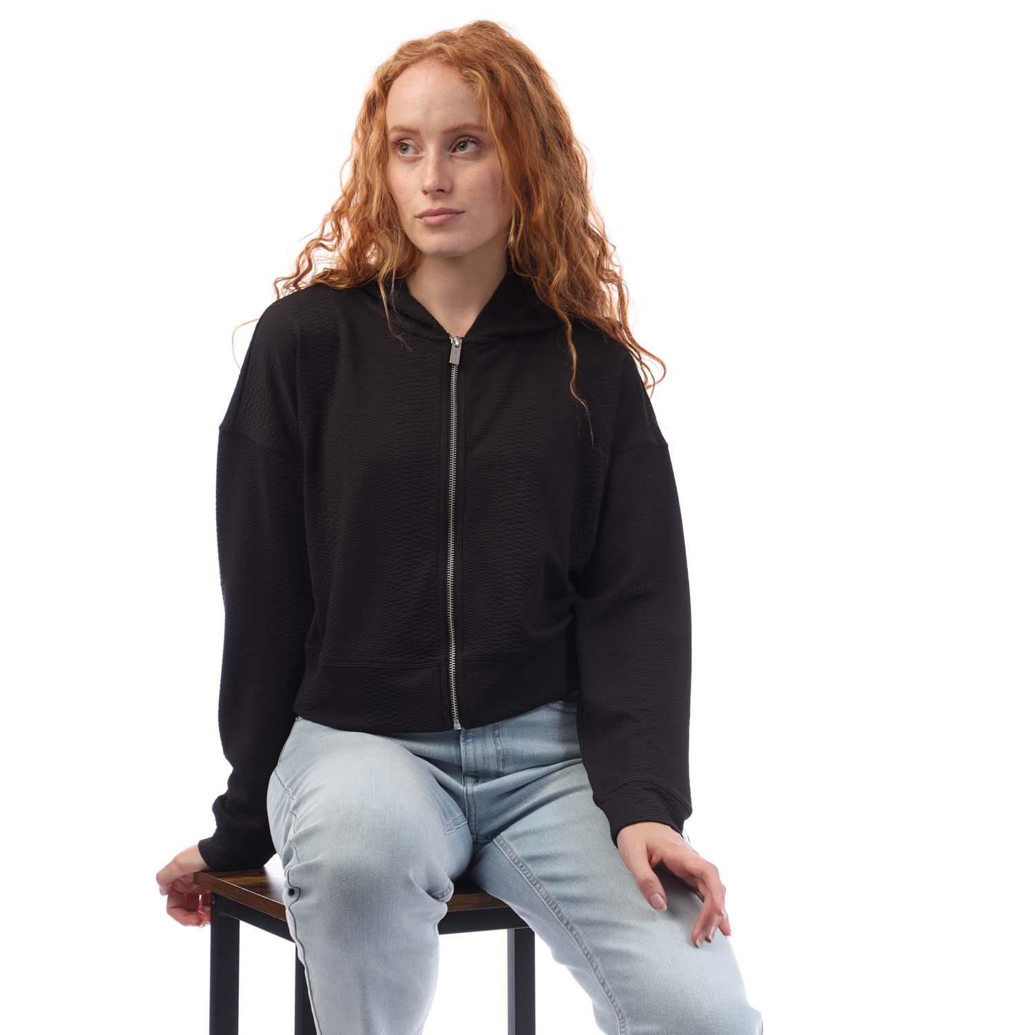 Black - DKNY - Snake Jacquard Full Zip Hoodie - 4