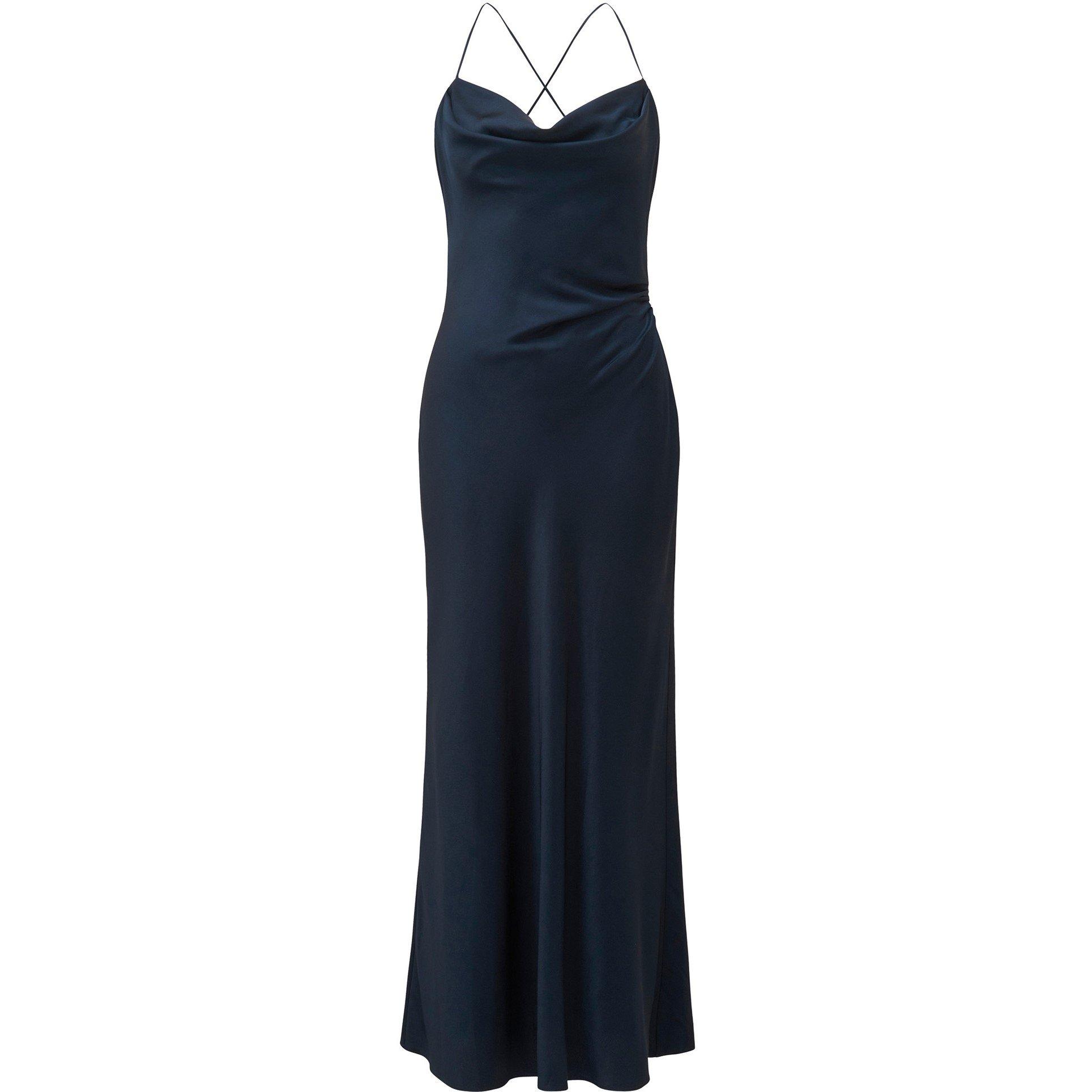 Navy - Forever New - Ruby Tie Back Satin Maxi Dress - 5