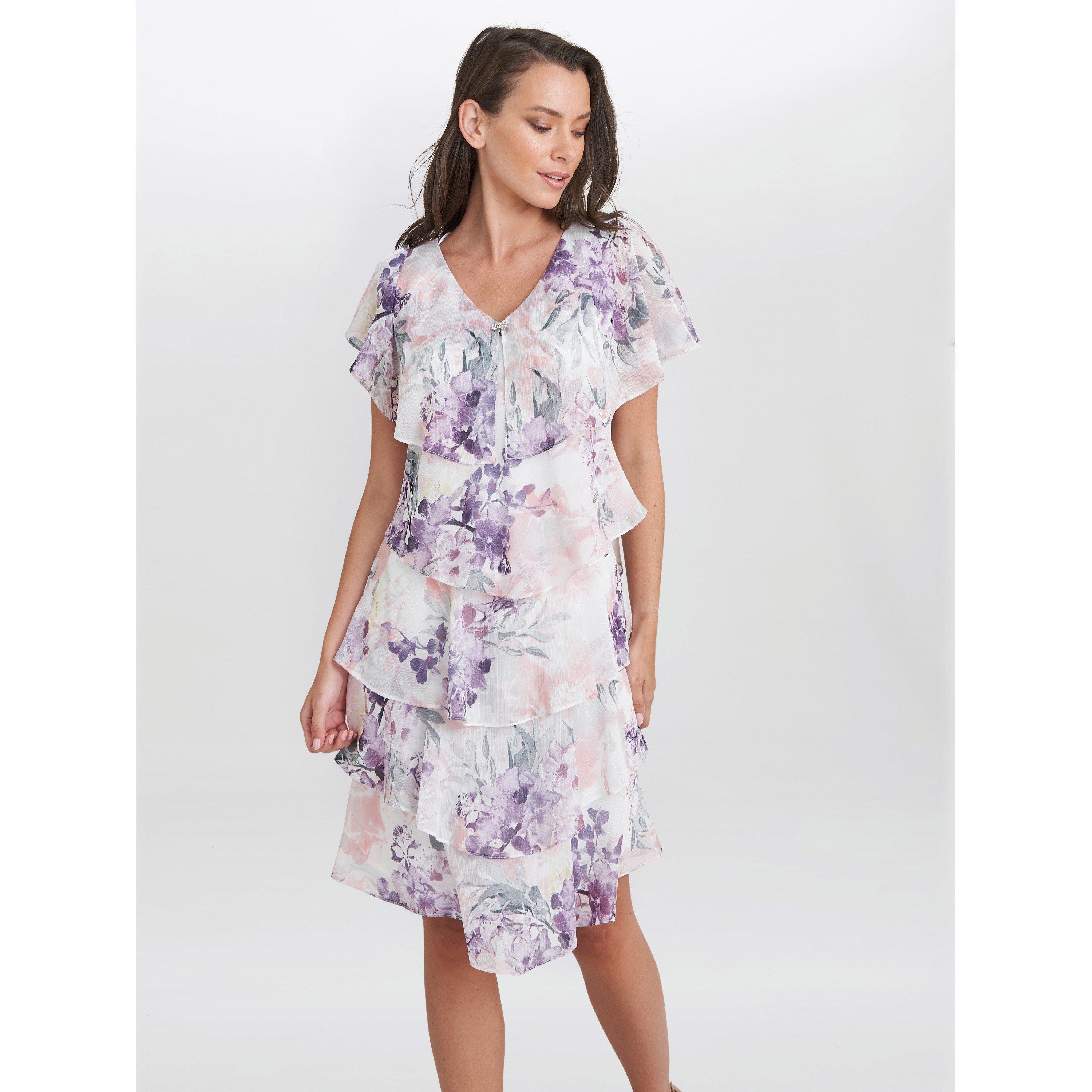 Ivory / Multi - Gina Bacconi - Chloe Floral Print Tiered Dress - 1