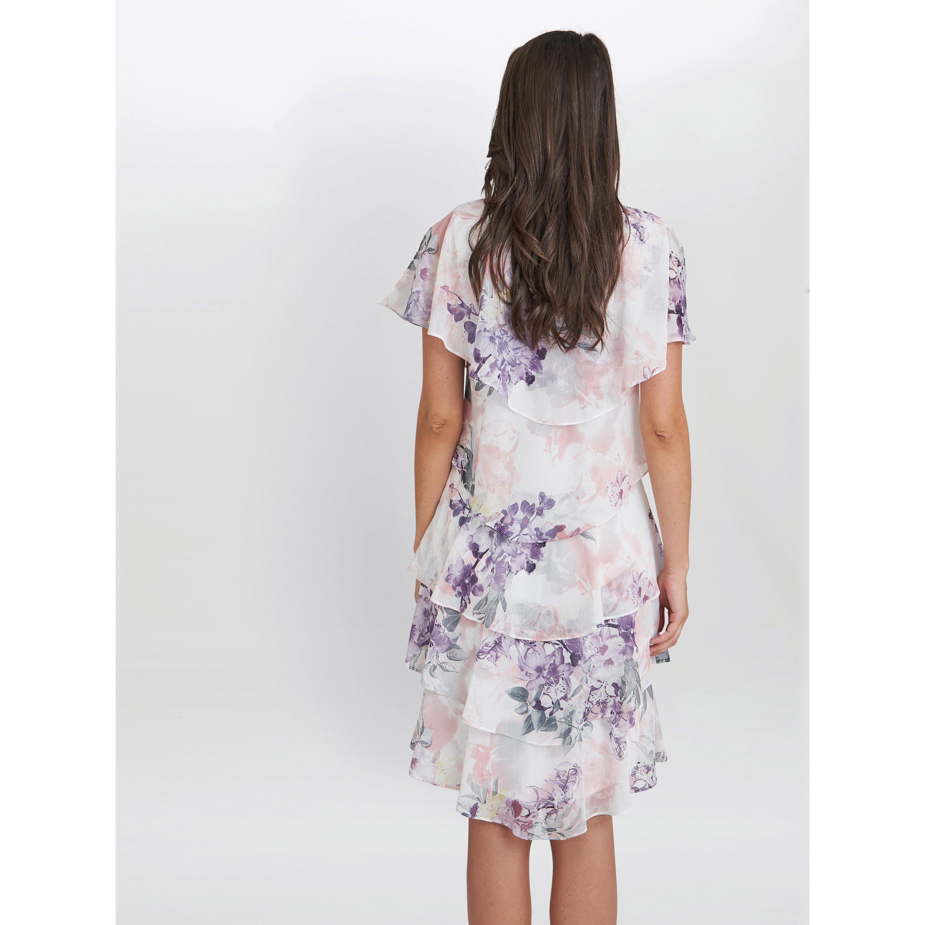 Ivory / Multi - Gina Bacconi - Chloe Floral Print Tiered Dress - 2