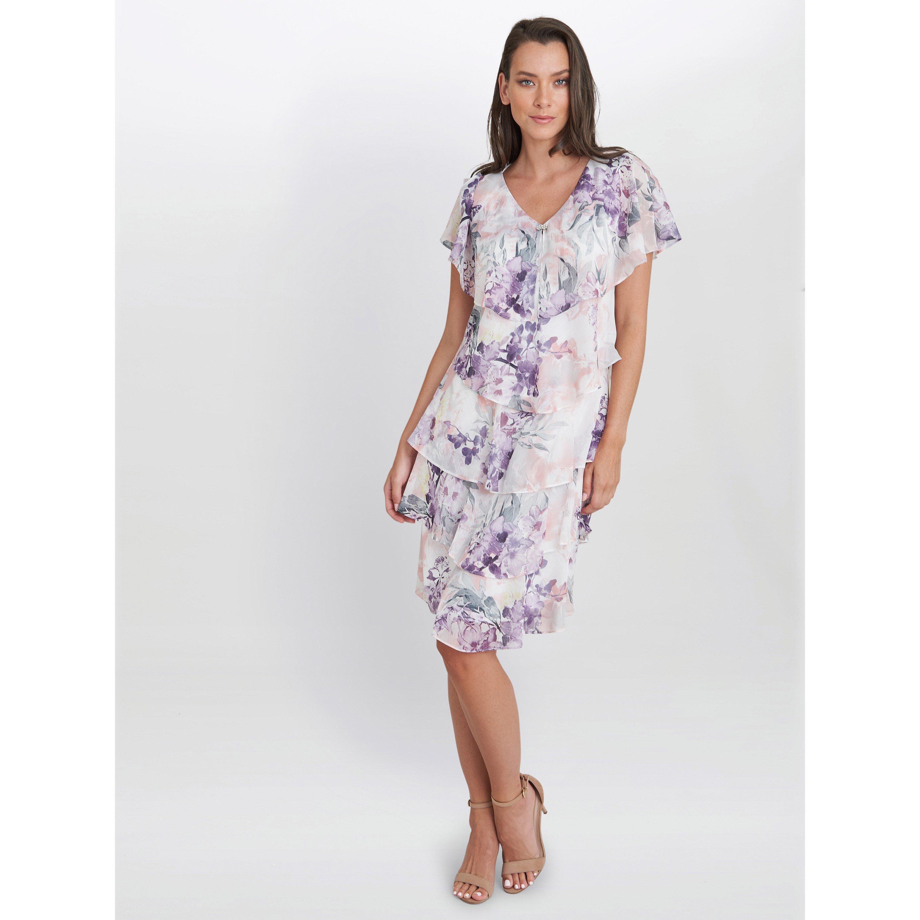 Ivory / Multi - Gina Bacconi - Chloe Floral Print Tiered Dress - 3