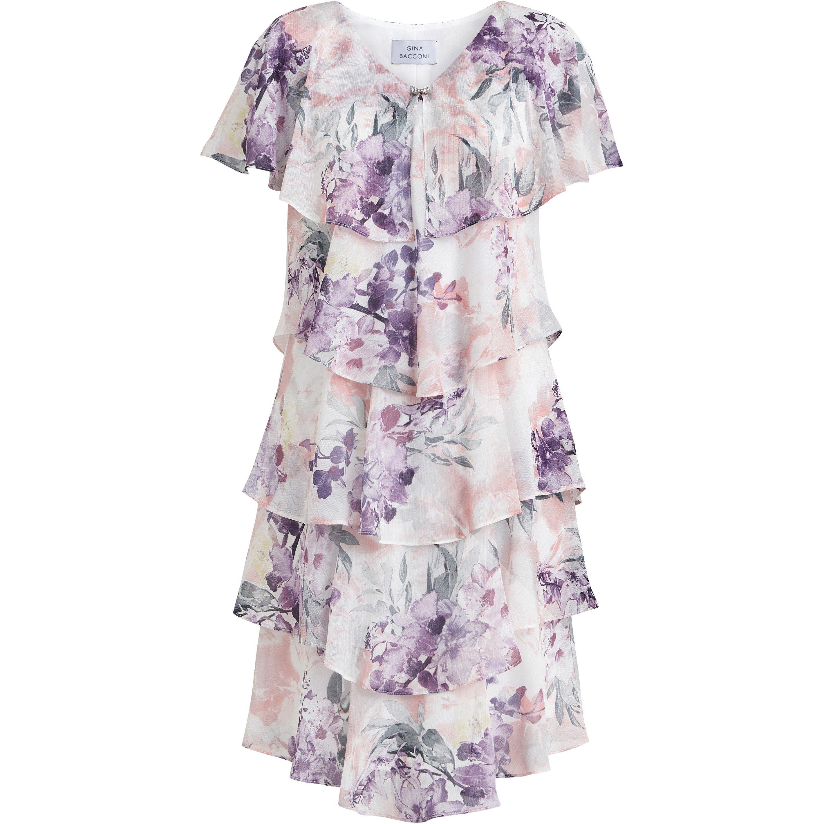 Ivory / Multi - Gina Bacconi - Chloe Floral Print Tiered Dress - 4