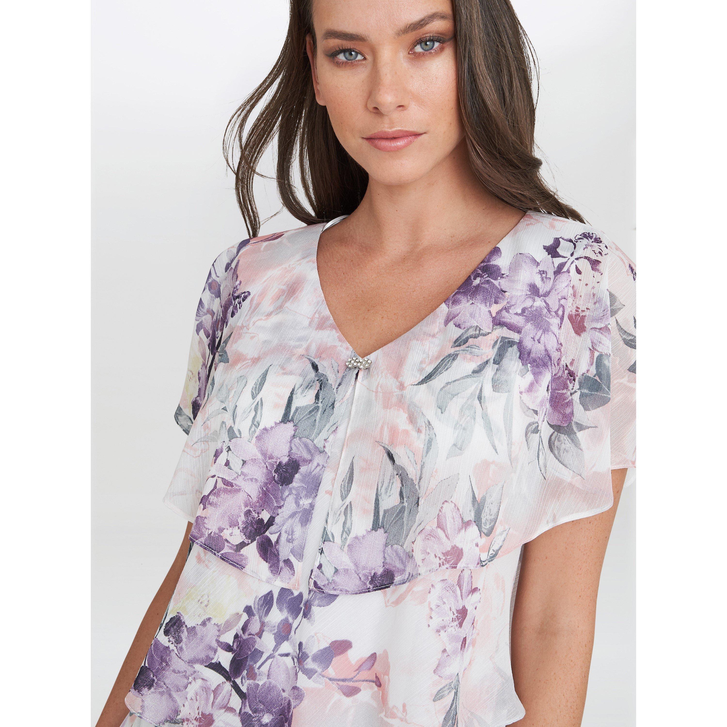 Ivory / Multi - Gina Bacconi - Chloe Floral Print Tiered Dress - 5