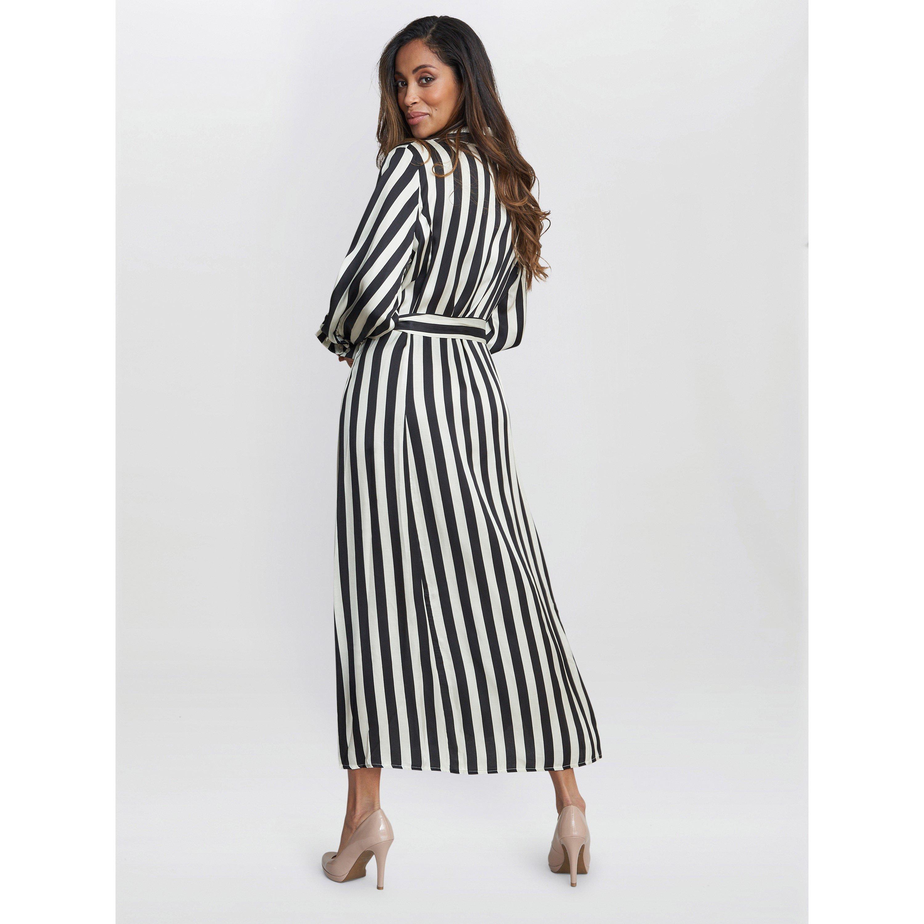 Black / White - Gina Bacconi - Katarina Satin Shirt Dress - 2