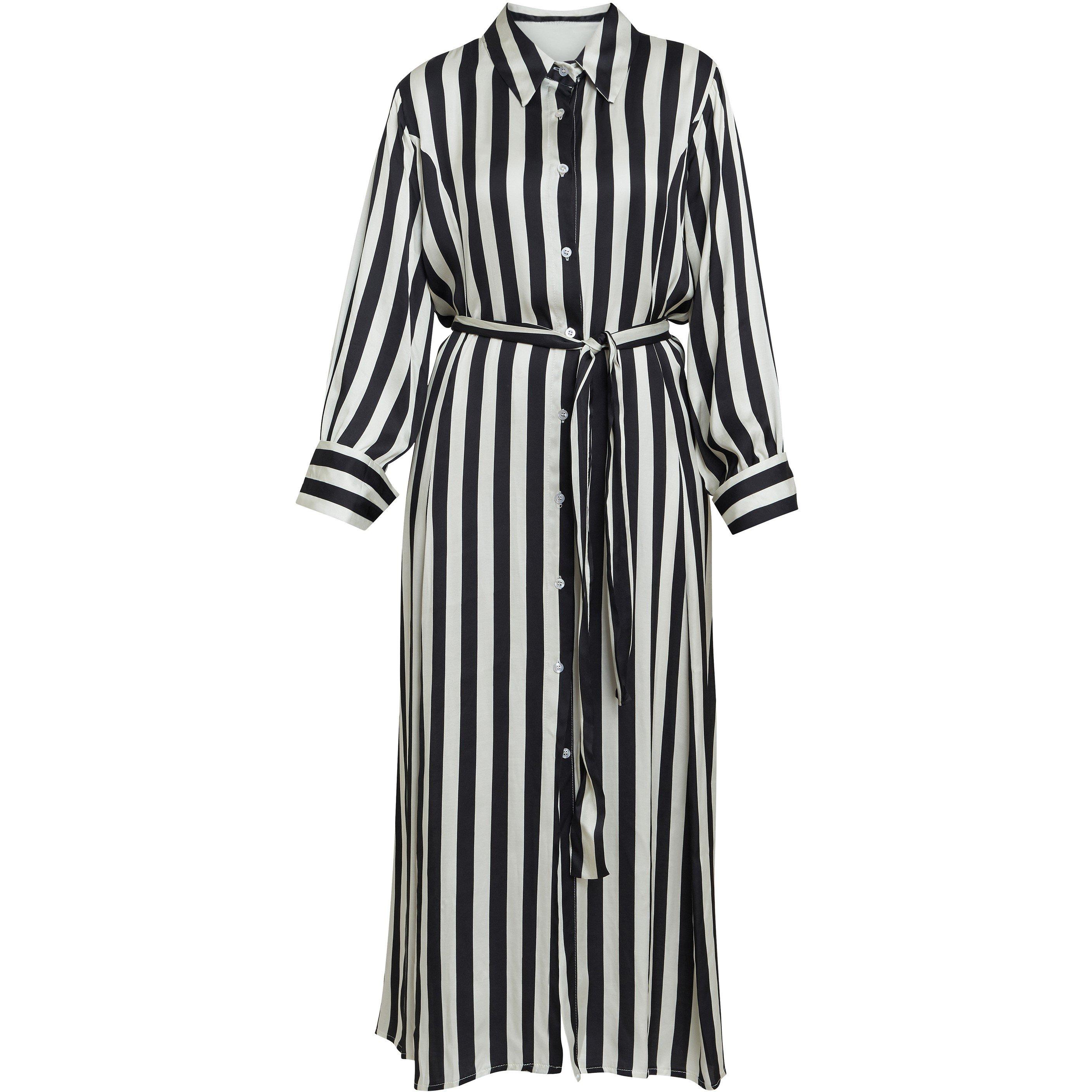Black / White - Gina Bacconi - Katarina Satin Shirt Dress - 4