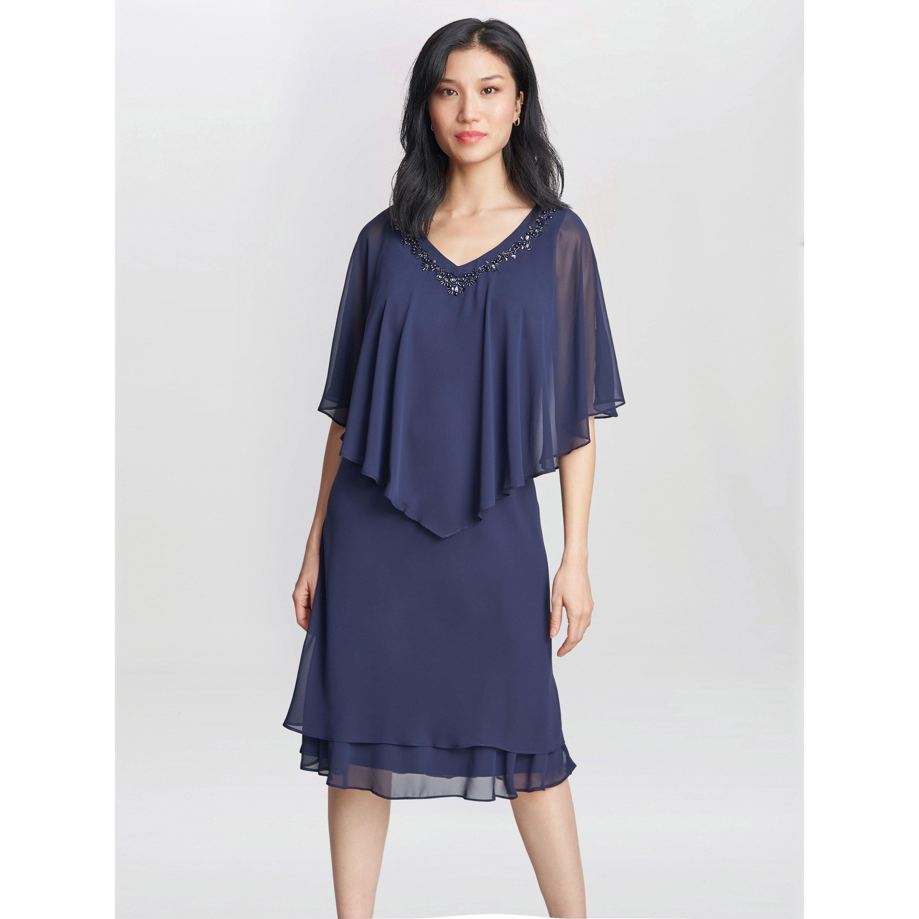 Spring Navy - Gina Bacconi - Diana V Neck Embellished Dress - 1