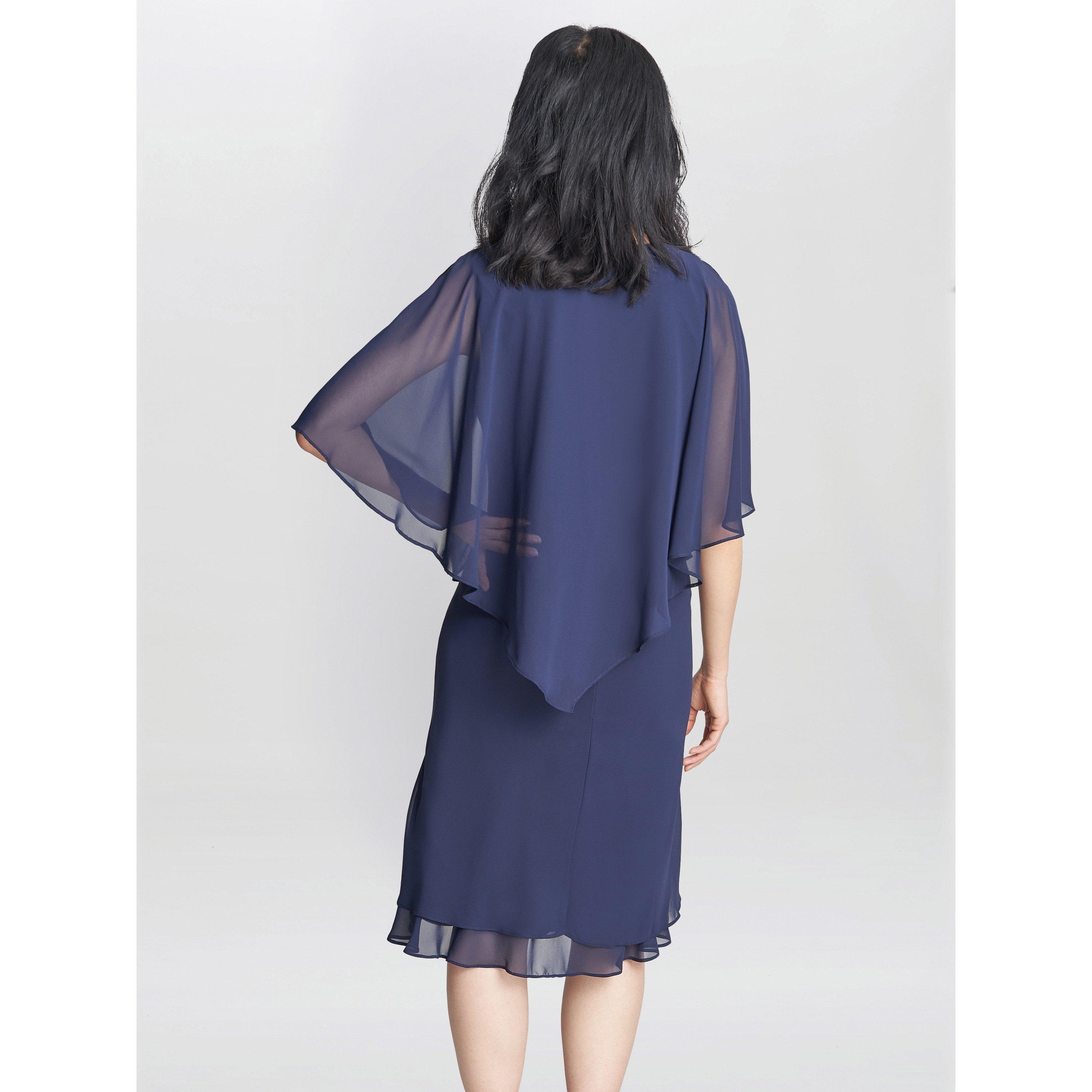 Spring Navy - Gina Bacconi - Diana V Neck Embellished Dress - 2