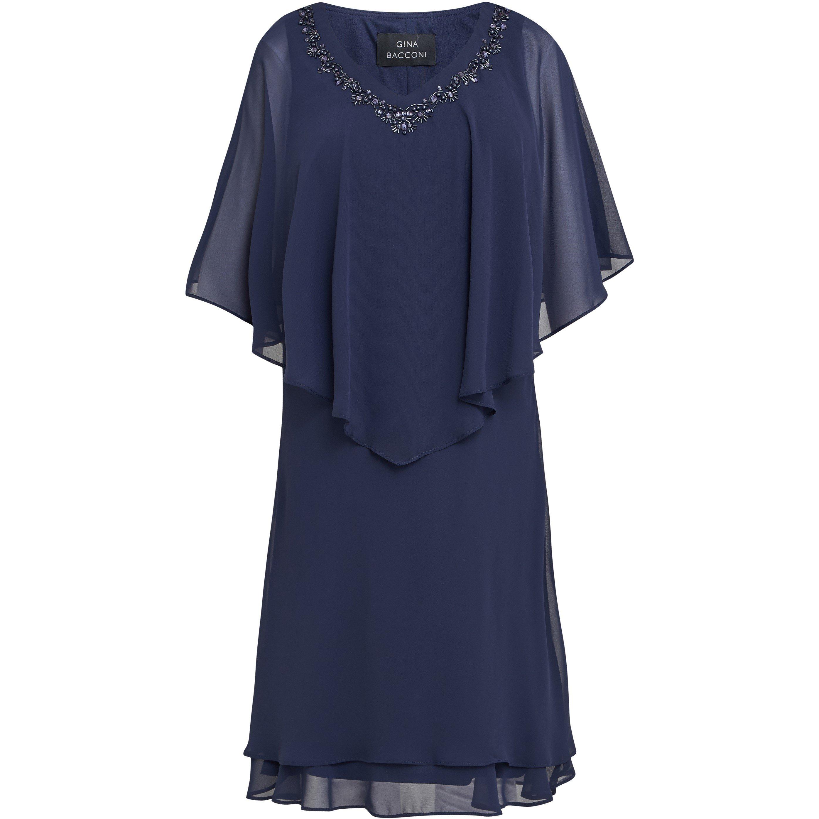 Spring Navy - Gina Bacconi - Diana V Neck Embellished Dress - 4