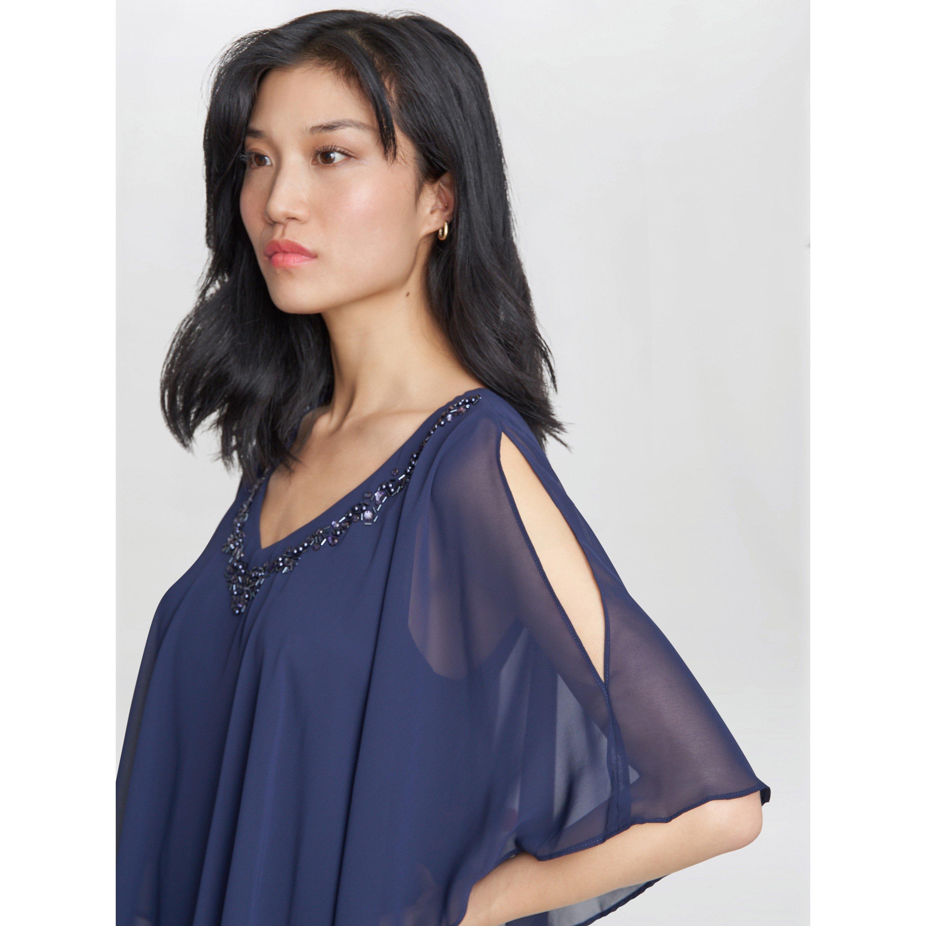 Spring Navy - Gina Bacconi - Diana V Neck Embellished Dress - 5