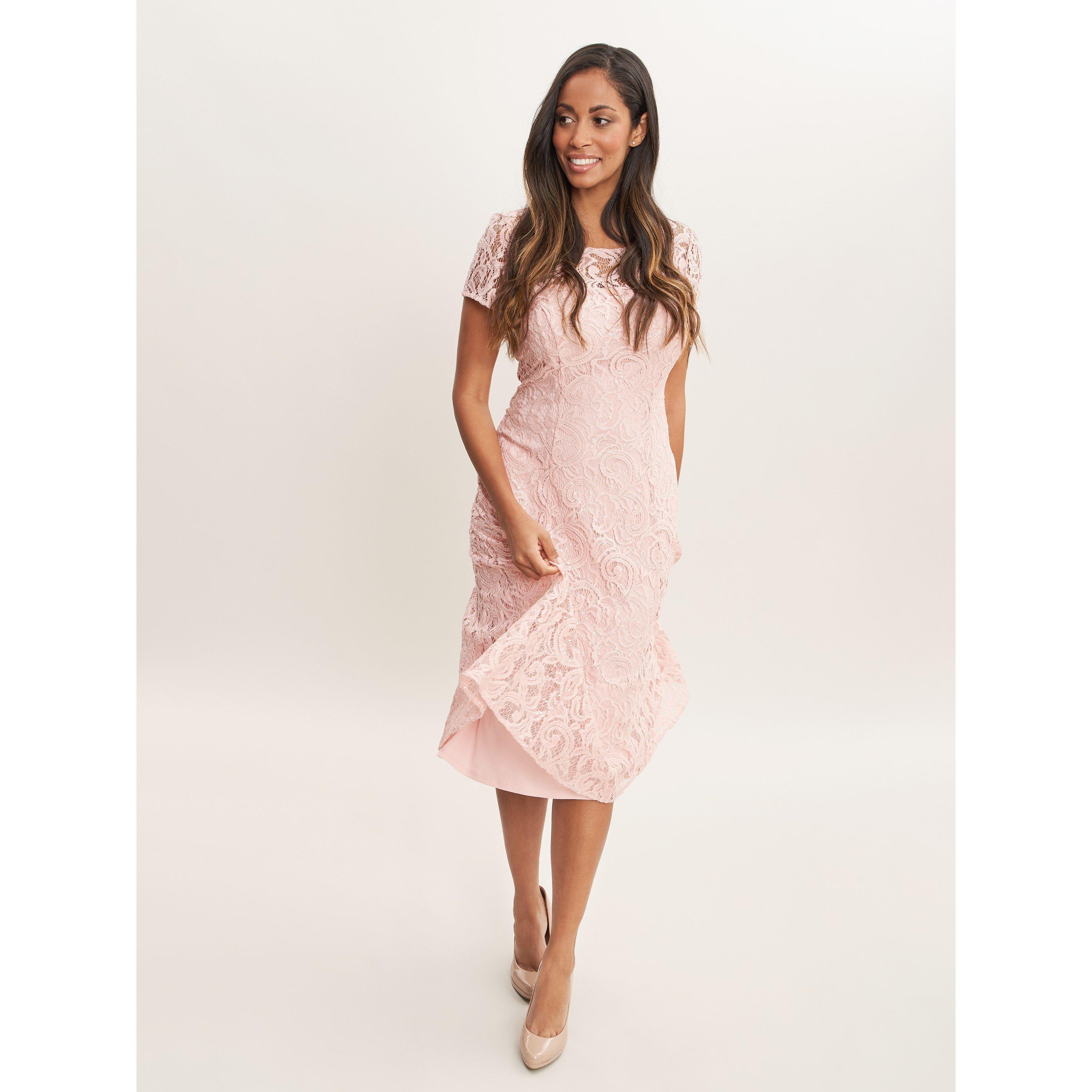 Gina Bacconi Women's Una Maxi Dress With Lace Sleeves - Rose Pink - 22