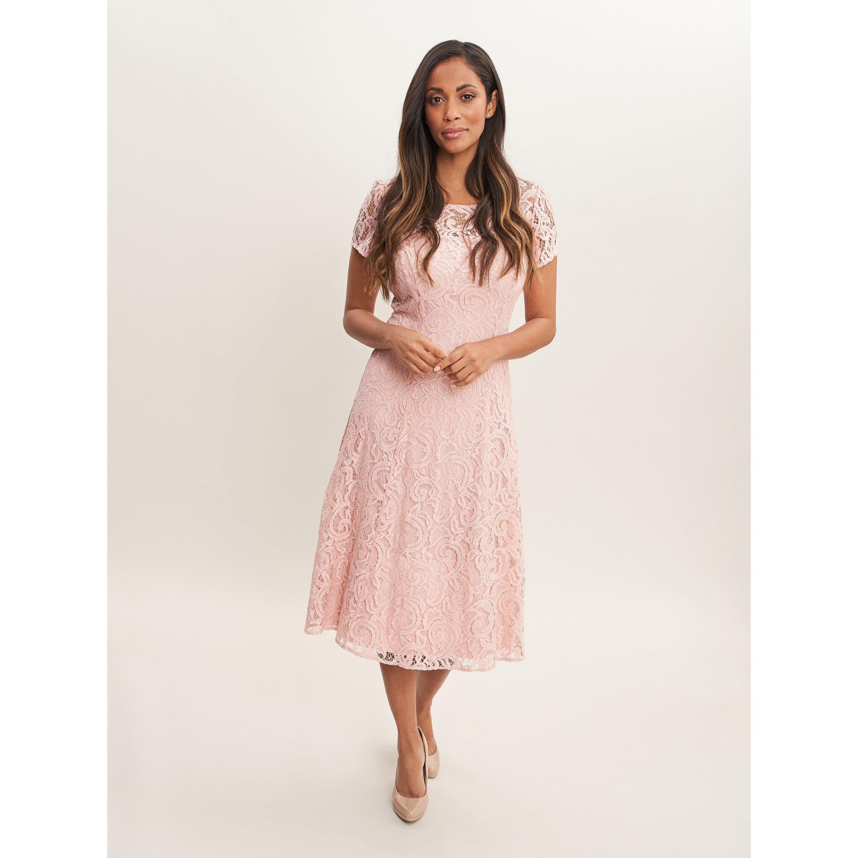 Rose Pink - Gina Bacconi - Una Maxi Dress With Lace Sleeves - 3