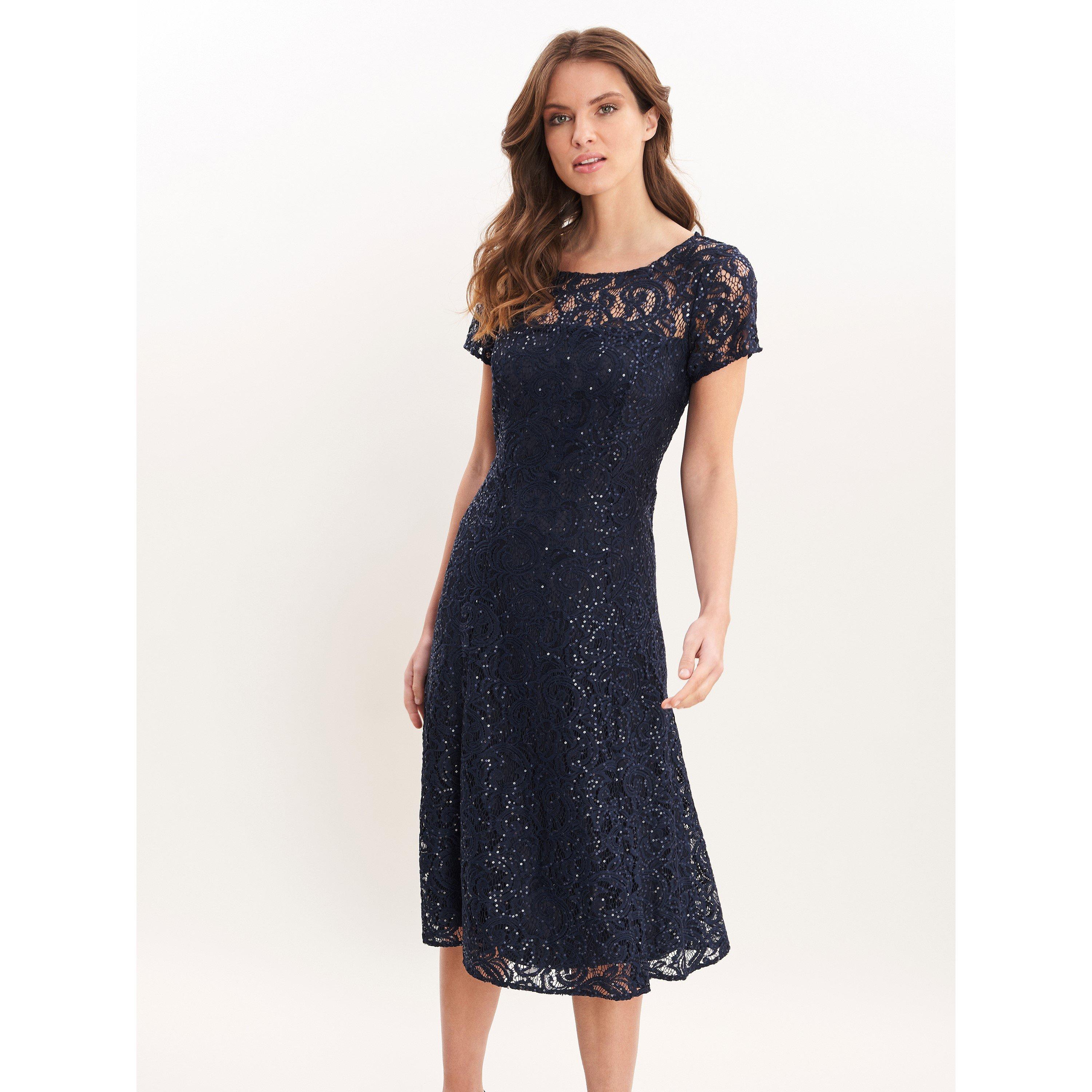 Gina Bacconi Women's Una Maxi Dress With Lace Sleeves - Navy - 18