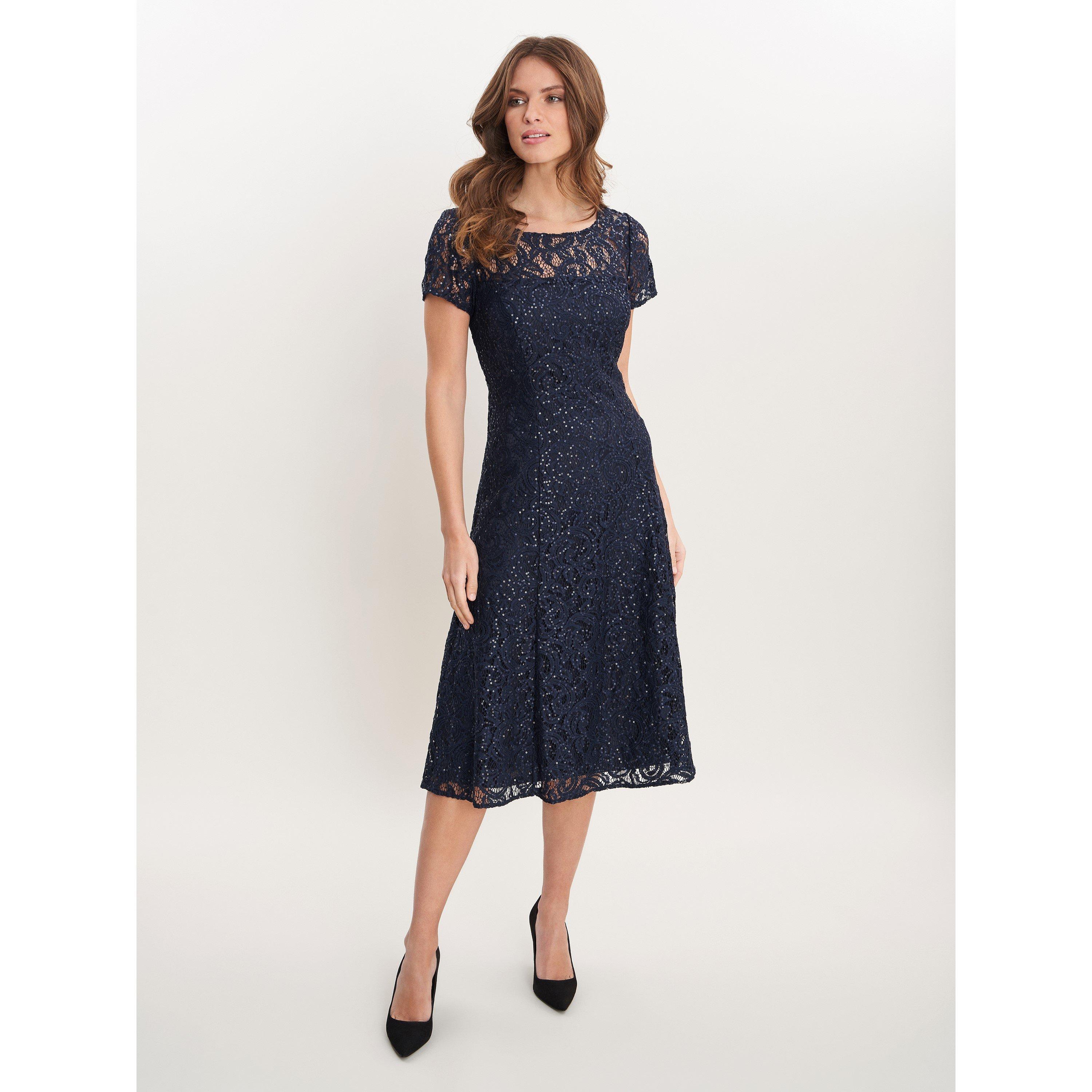 Navy - Gina Bacconi - Una Maxi Dress With Lace Sleeves - 3