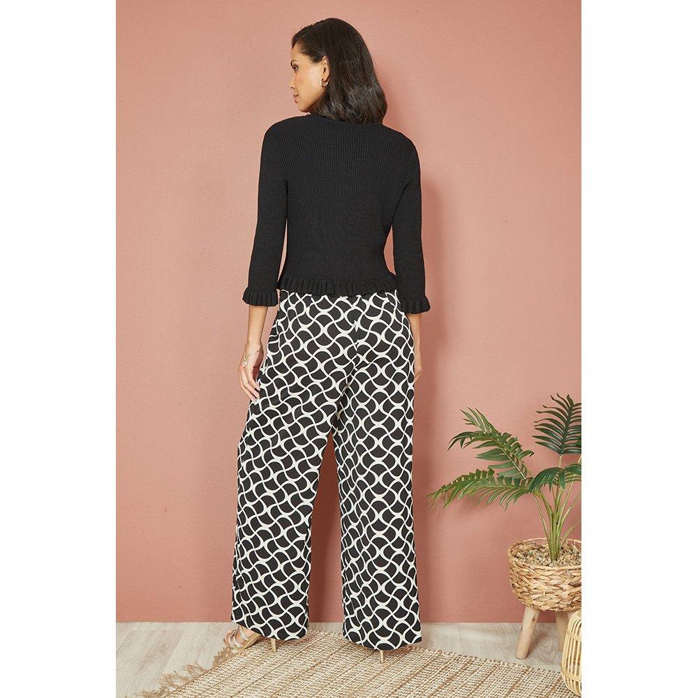 Black - Yumi - Black Tie Up Ribbed Cardigan - 3