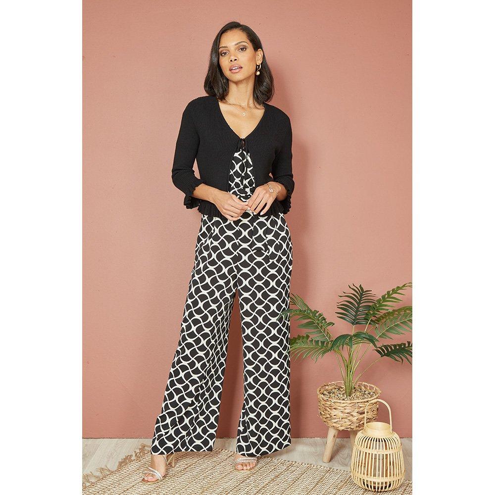 Black - Yumi - Black Tie Up Ribbed Cardigan - 4