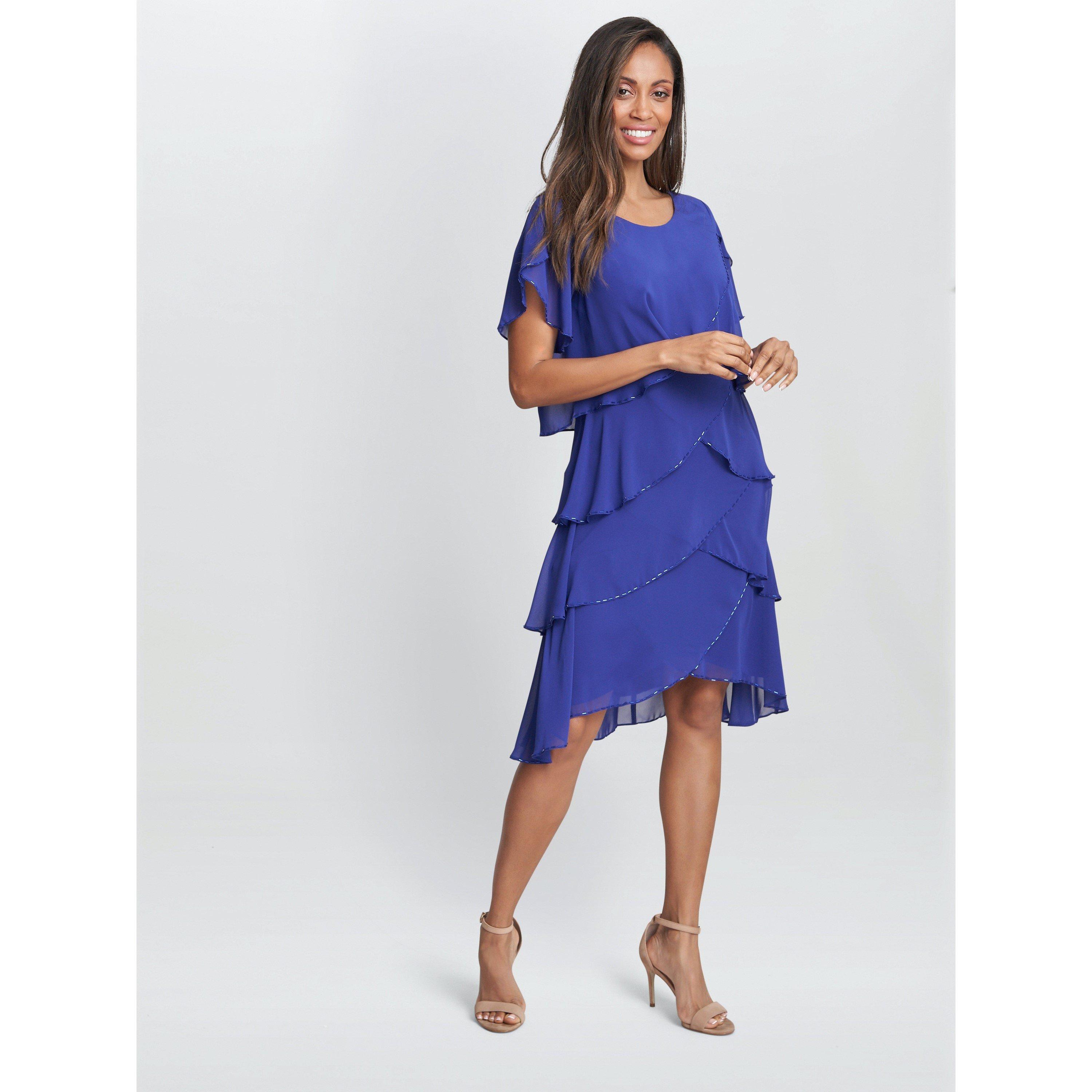 Iris - Gina Bacconi - Trysta Bugle Beaded Trim Tiered Dress - 3